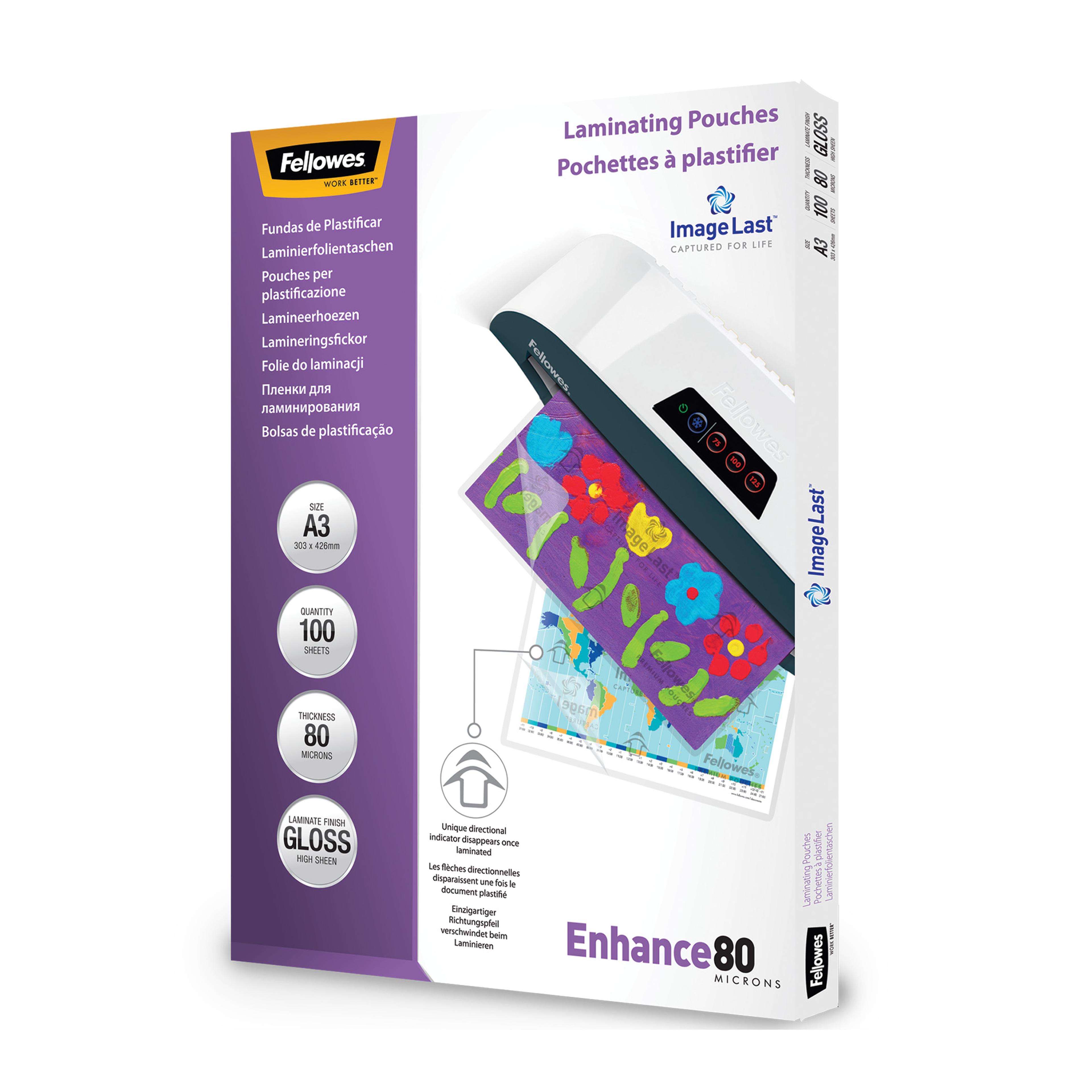 Fellowes ImageLast Gloss Laminating Pouch (80 Micron) - A3 - Pack of 100 