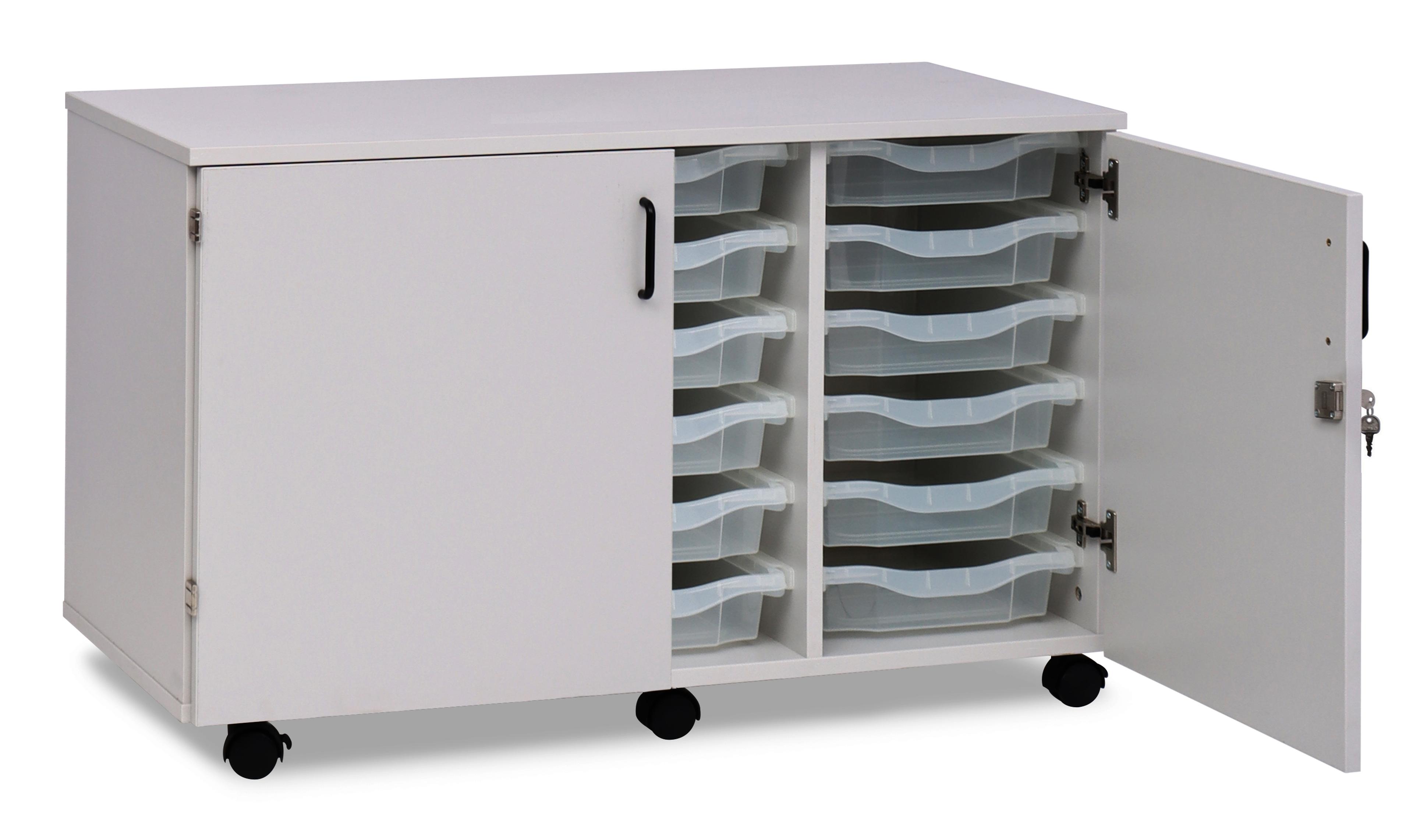 Grey 18 Tray Triple Column Unit with Lockable Doors