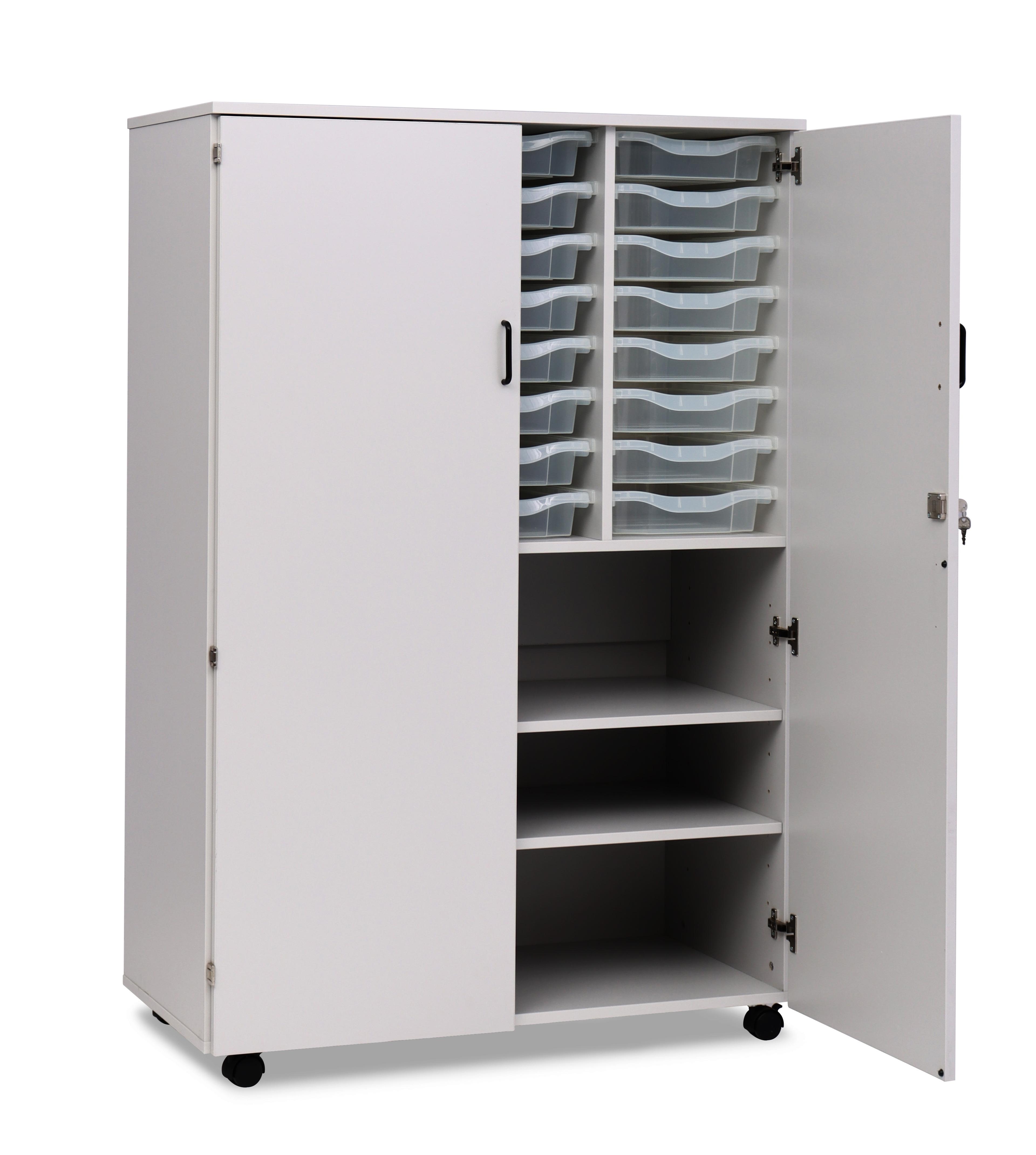 Grey 24 Tray Tall Lockable Storage Unit