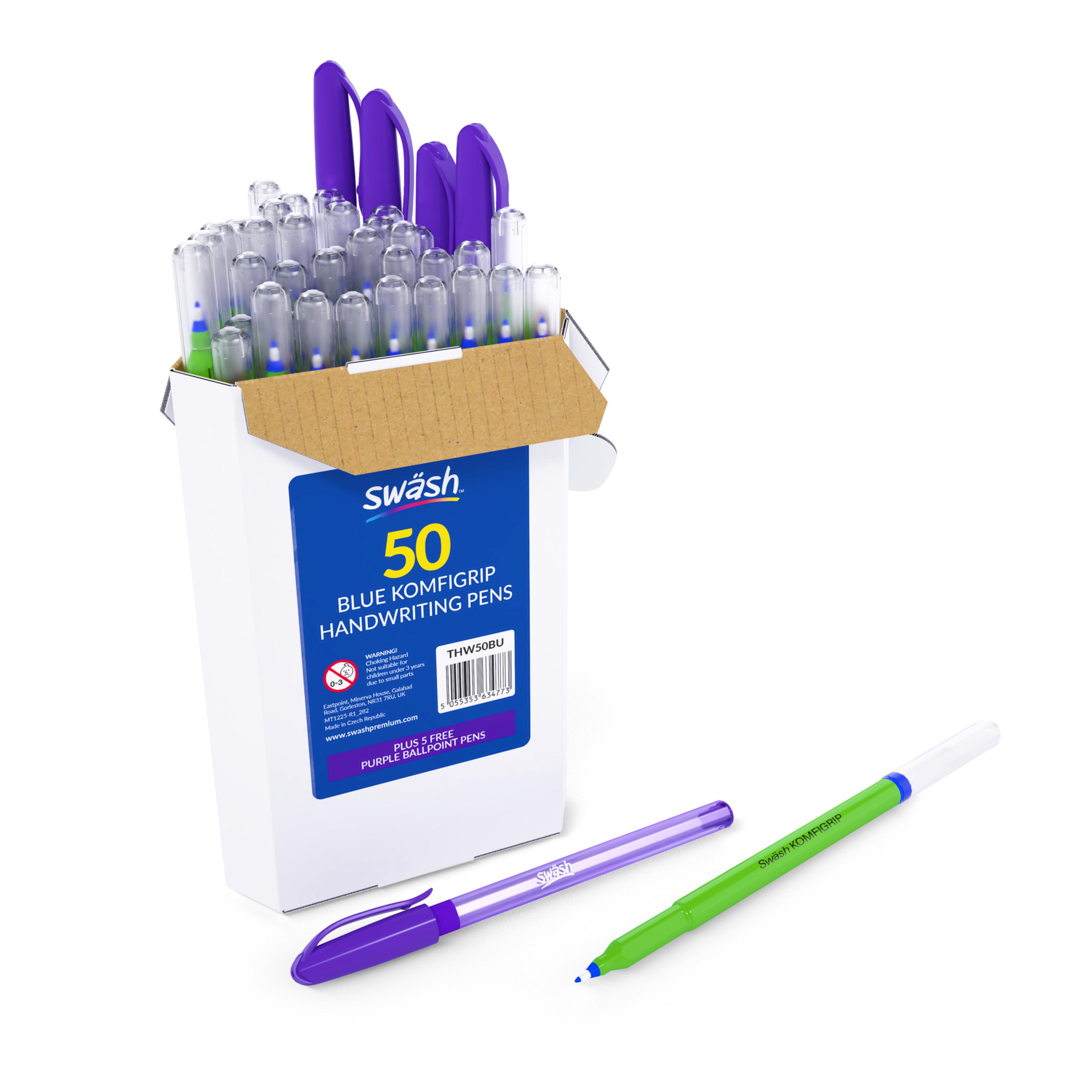 Swäsh Handwriting Pen KOMFIGRIP - Blue - Pack of 50 