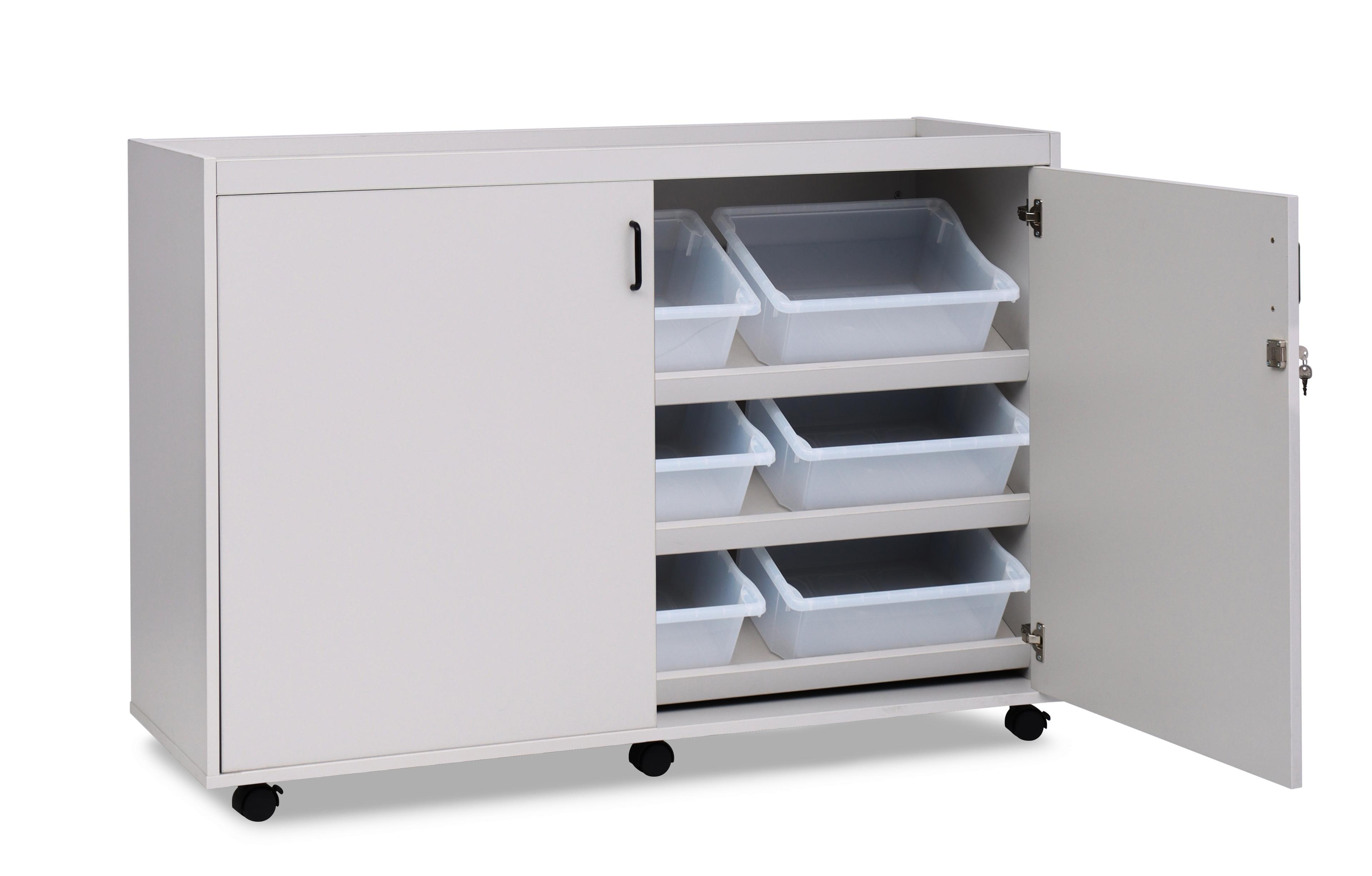 Grey 9 Tray Sloping Unit with Lockable Doors