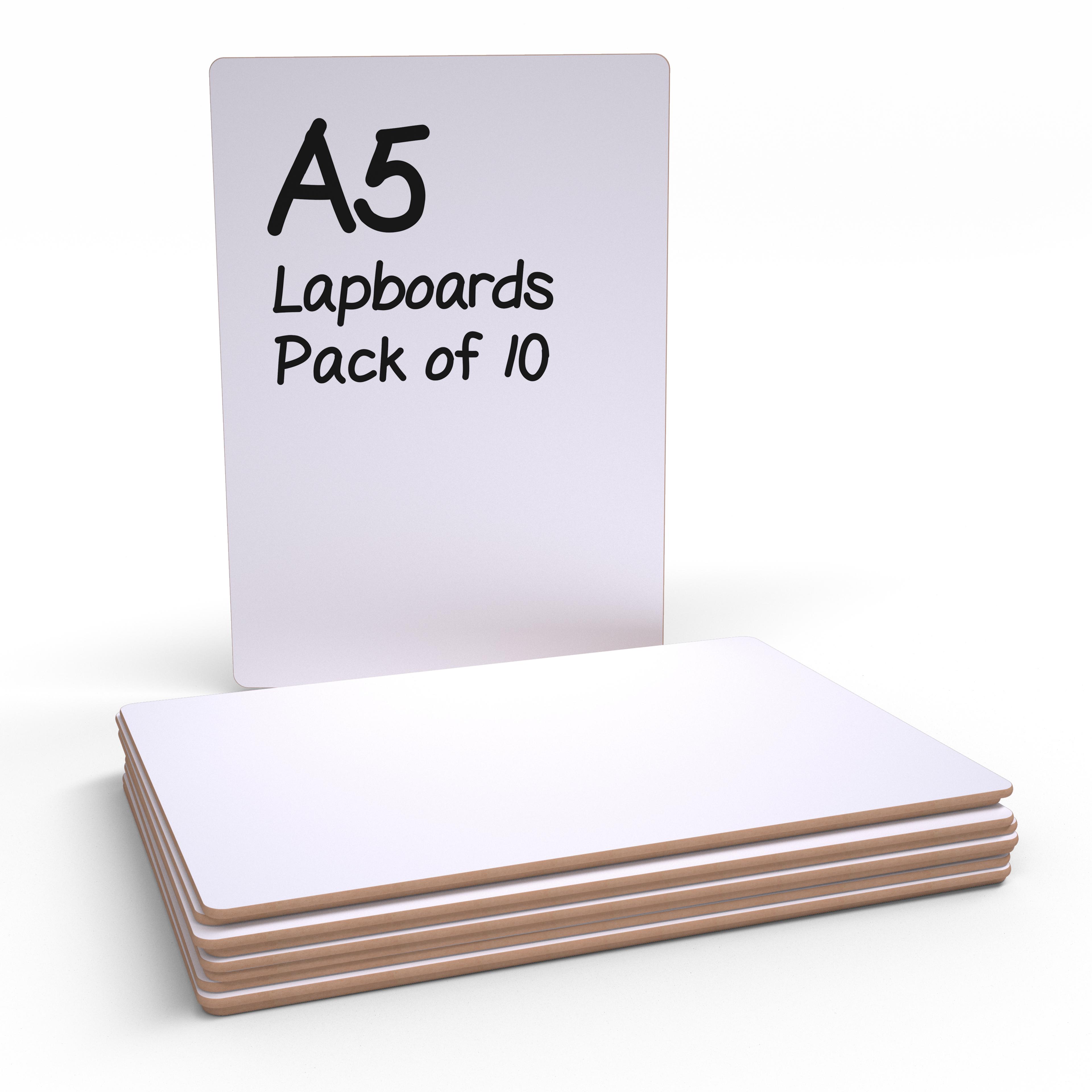 Show-me® A5 Rigid Plain Drywipe Lapboards - Pack of 10
