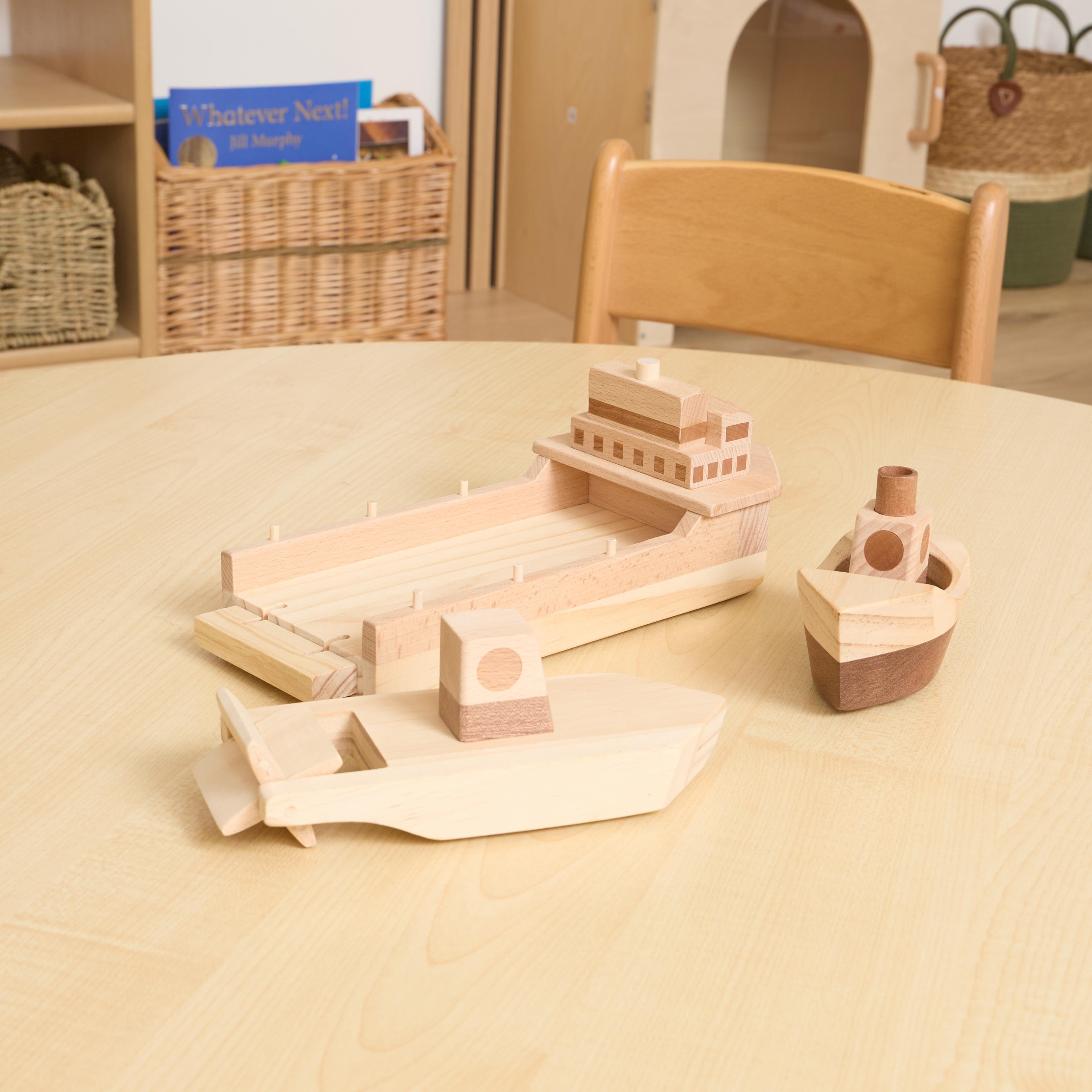 Wooden Boats with Hidden Wheels from Hope Education  - Pack of 3