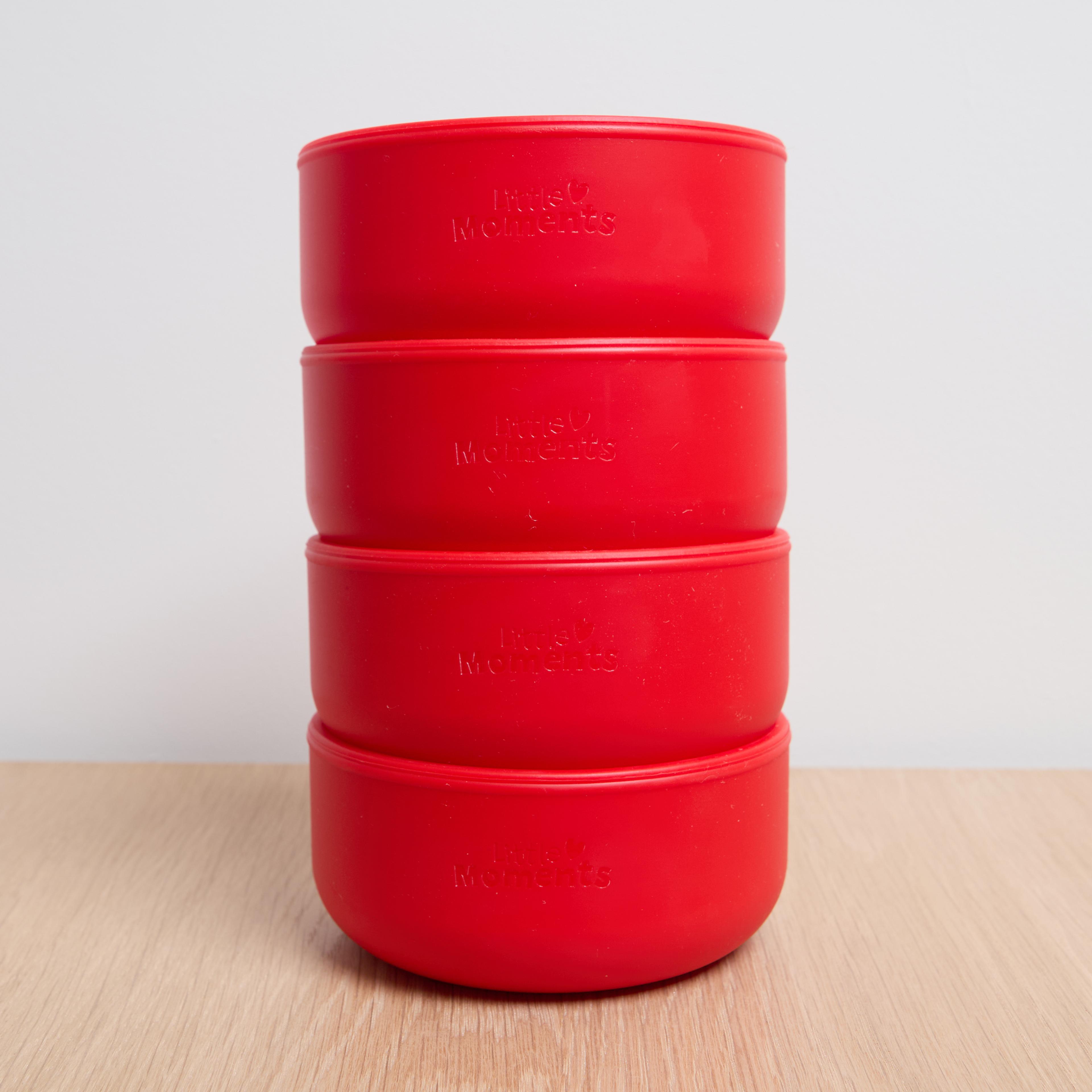  Little Moments Red Silicone Bowls - Pack of 4