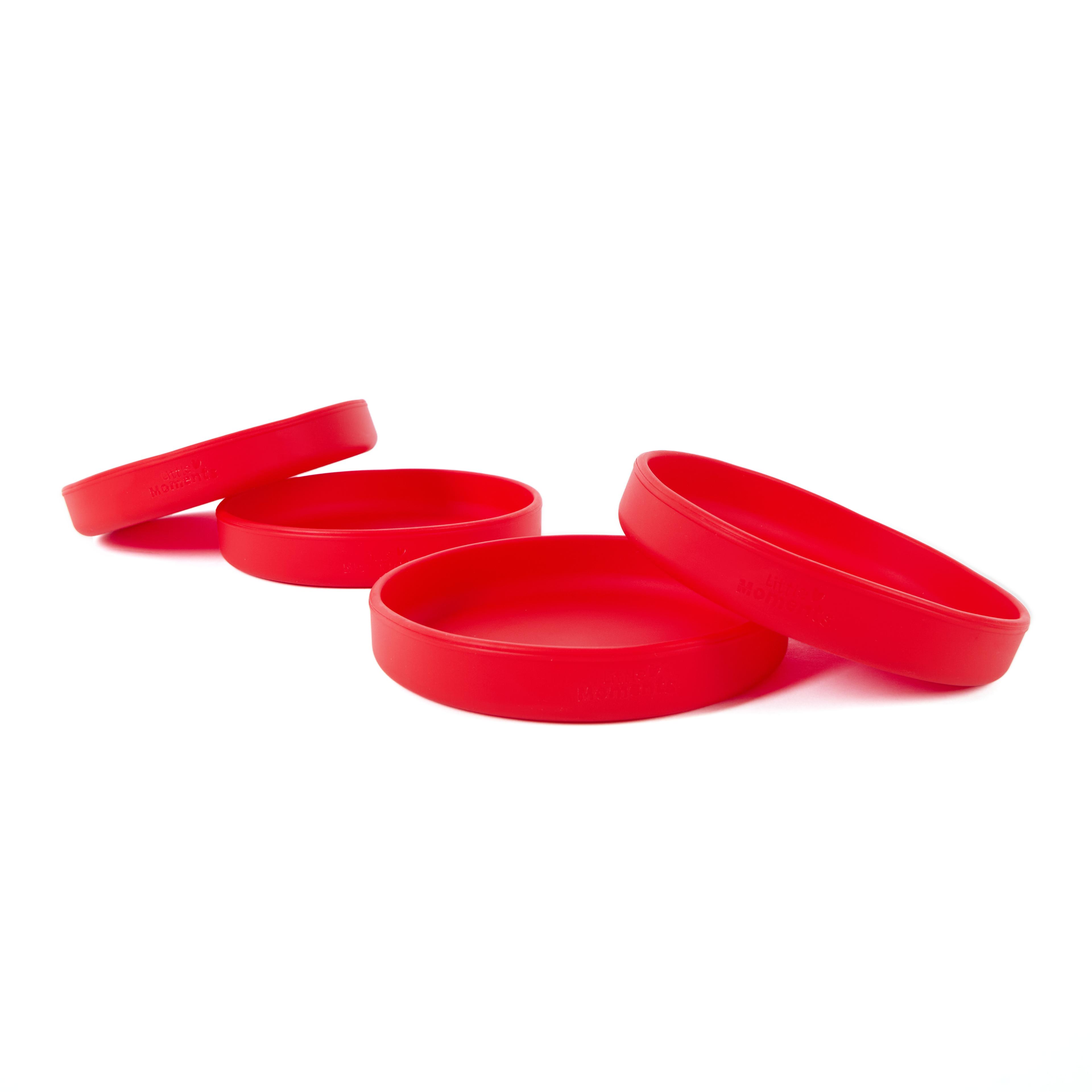 Little Moments Red Silicone Plates - Pack of 4 