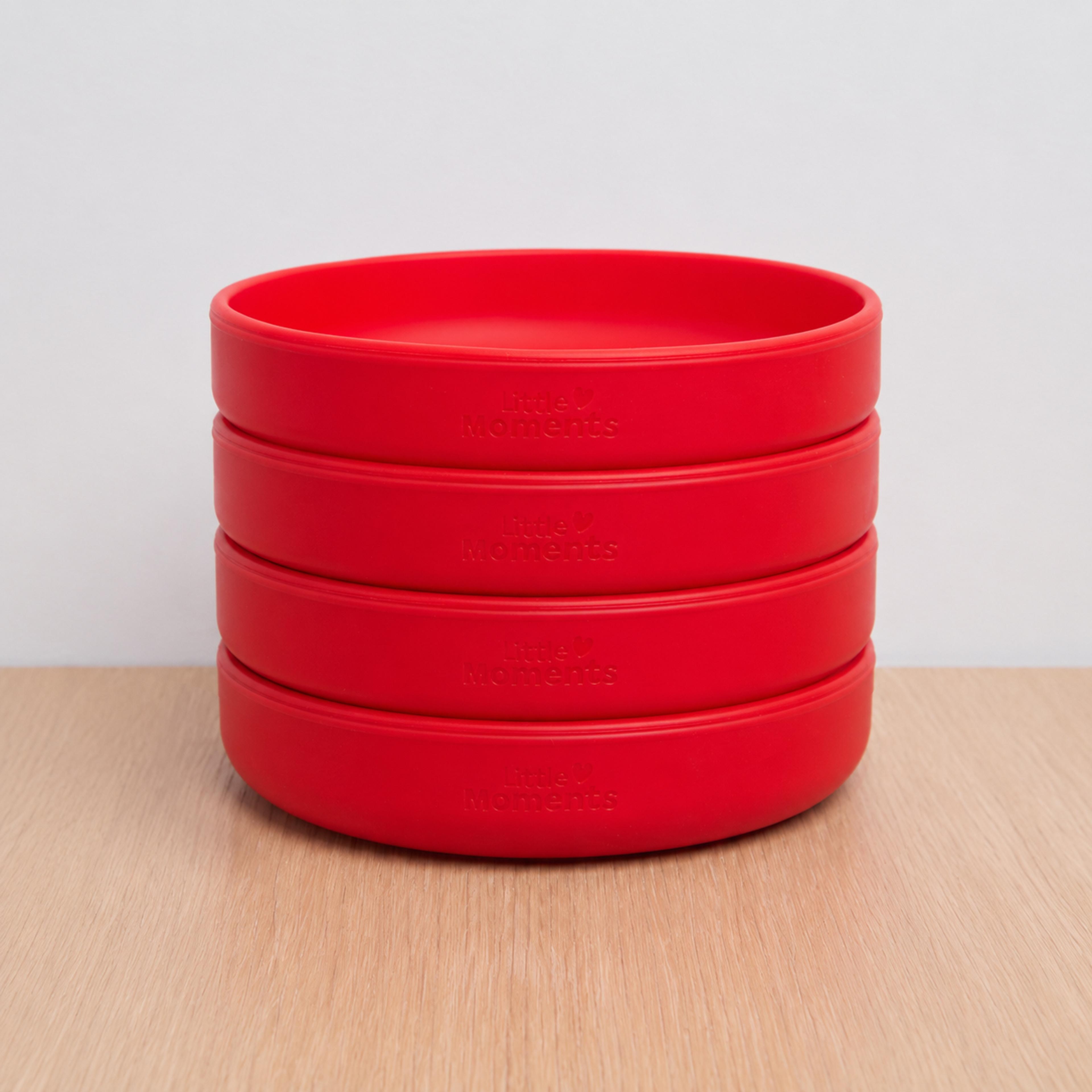 Little Moments Red Silicone Plates - Pack of 4 