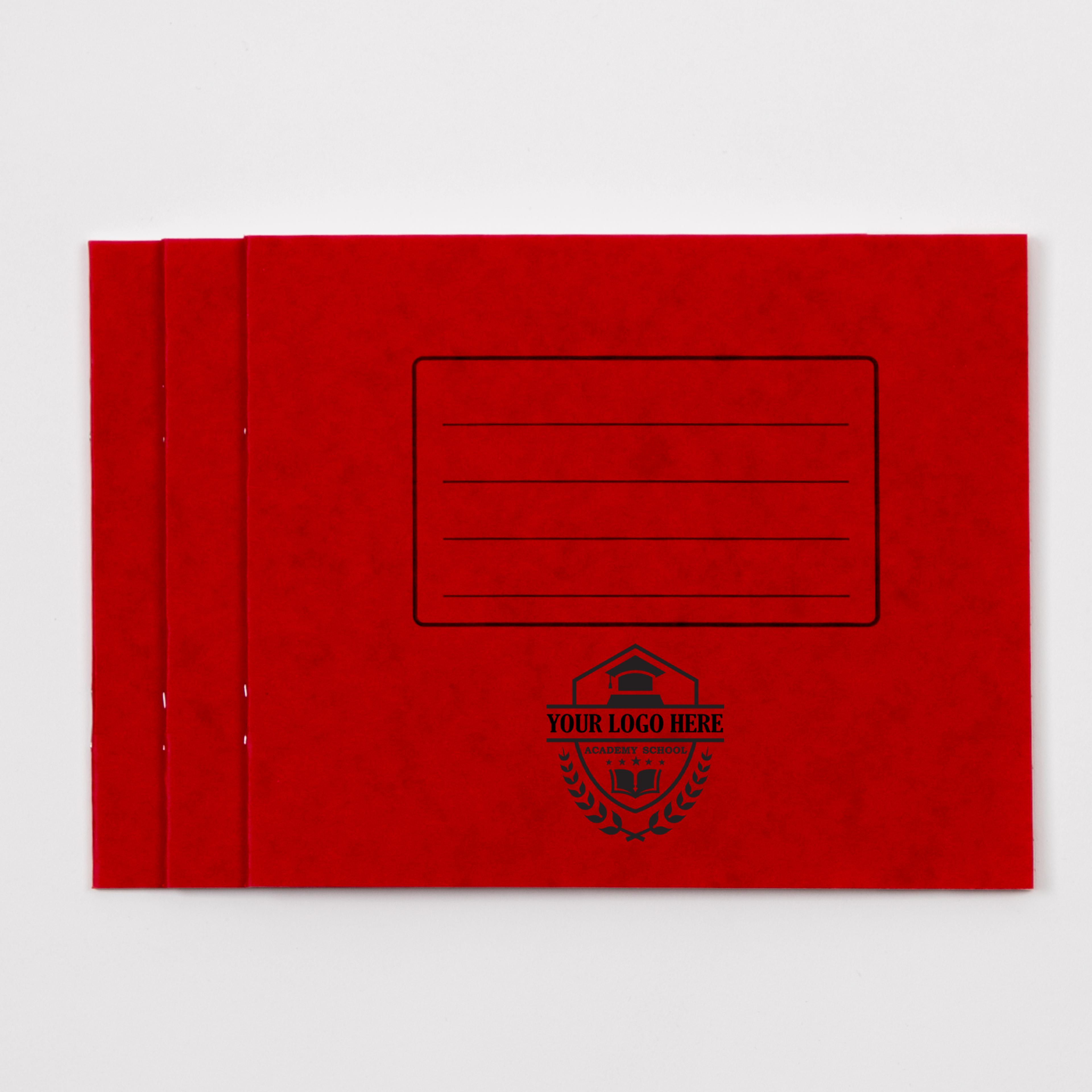 Personalised -  Classmates 5.25" x 6.5" Exercise Book 24 Page, 15mm Ruled, Red - Pack of 100