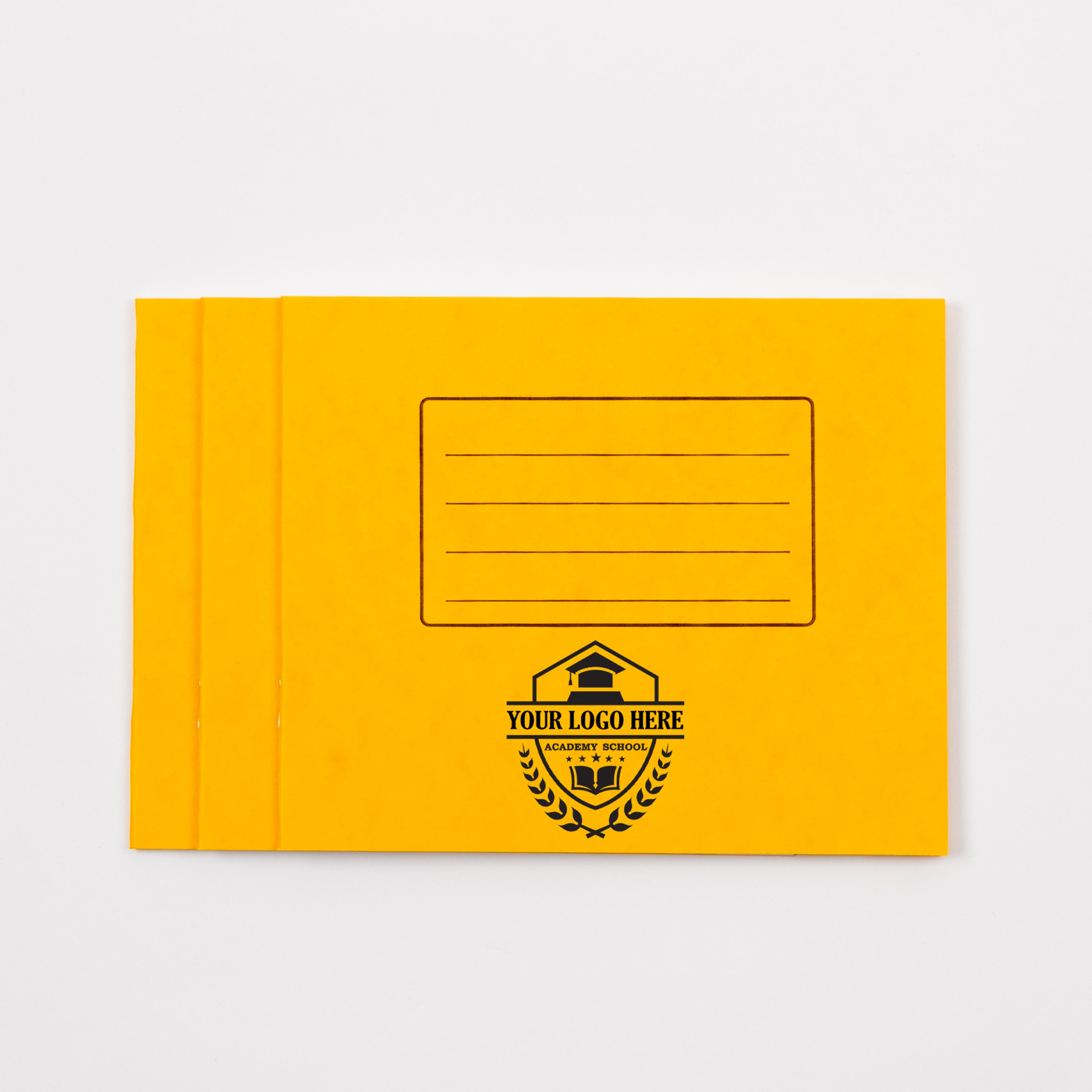 Personalised -  Classmates 5.25" x 6.5" Exercise Book 32 Page, Plain, Yellow - Pack of 100
