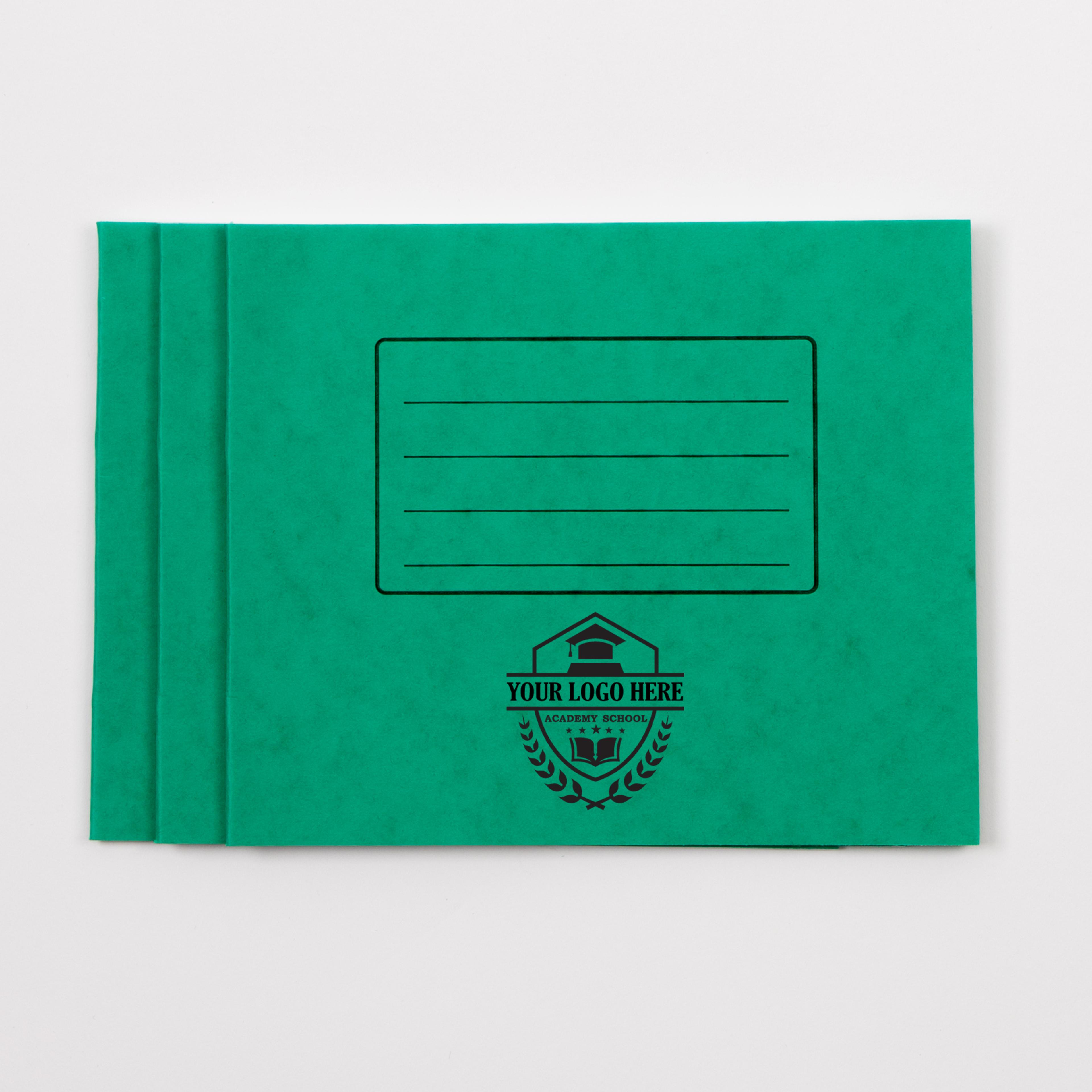 Personalised -  Classmates 5.25" x 6.5" Exercise Book 32 Page, 8mm Ruled, Green - Pack of 100