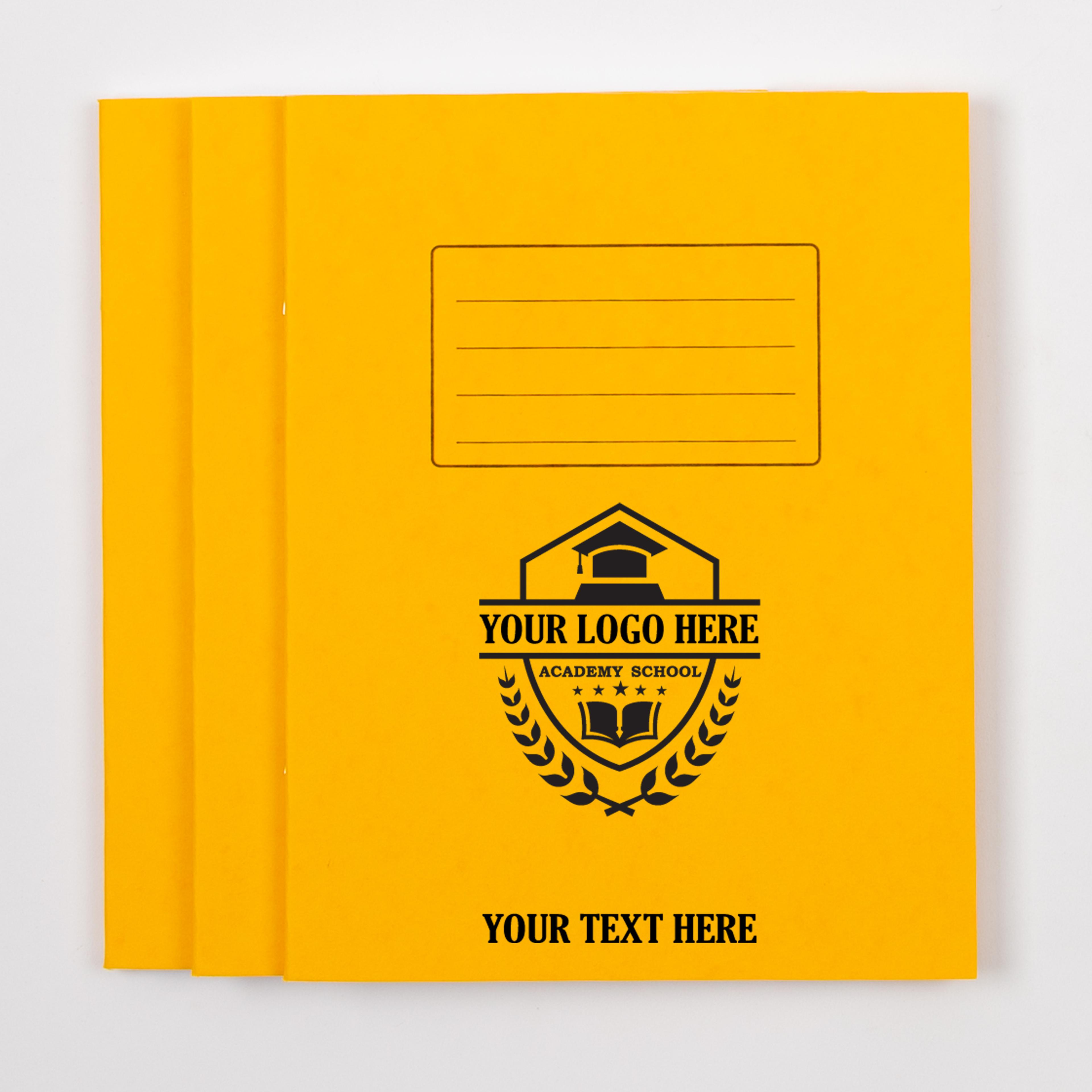 Personalised -  Classmates 8" x 6.5" Exercise Book 48 Page, 7mm Squared, Yellow - Pack of 100