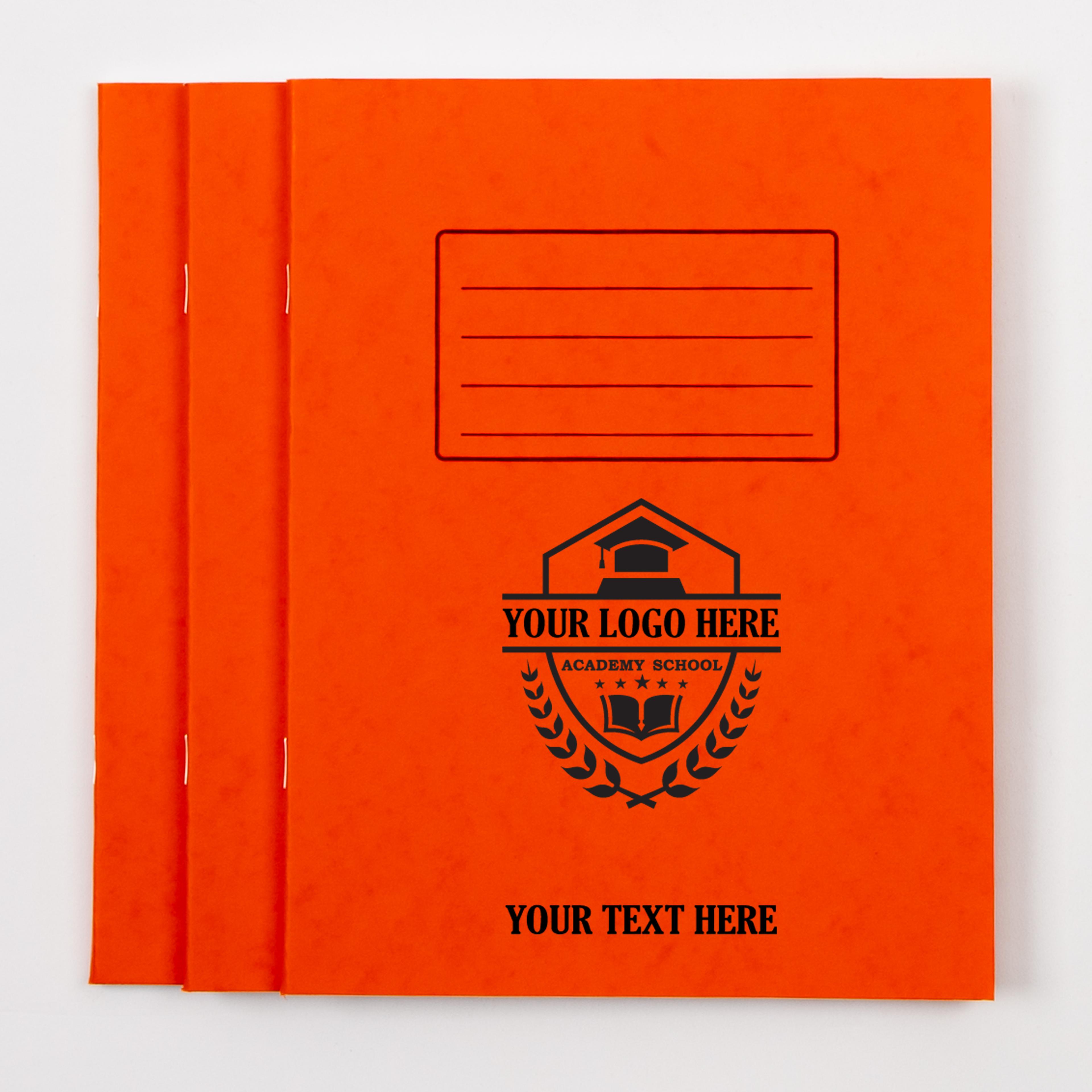 Personalised -  Classmates 8" x 6.5" Exercise Book 80 Page, 5mm Squared, Orange - Pack of 100