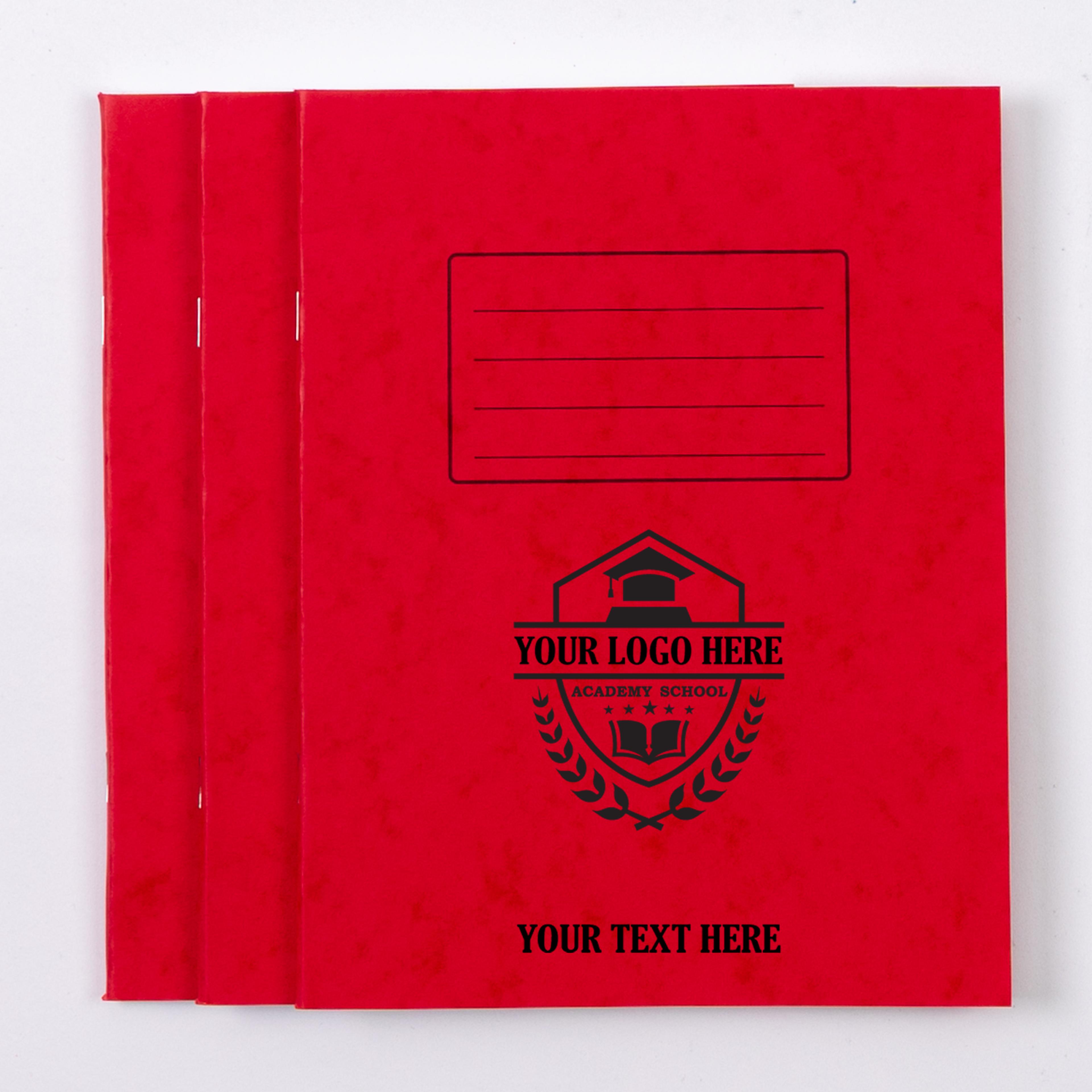 Personalised -  Classmates 9" x 7" Exercise Book 80 Page, 5mm Squared, Red - Pack of 100