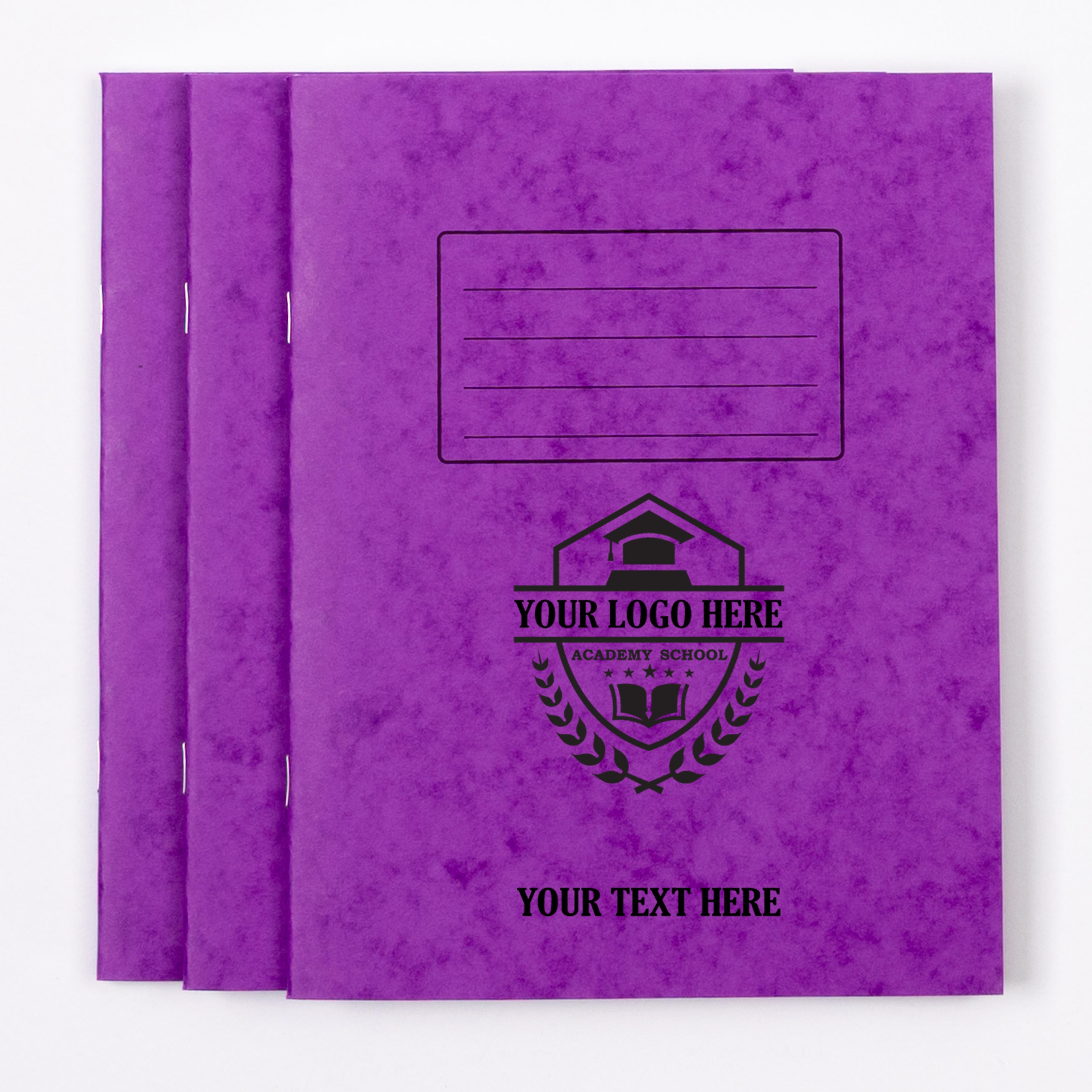 Personalised -  Classmates 9" x 7" Exercise Book 80 Page, 8mm Ruled With Margin, Purple - Pack of 100