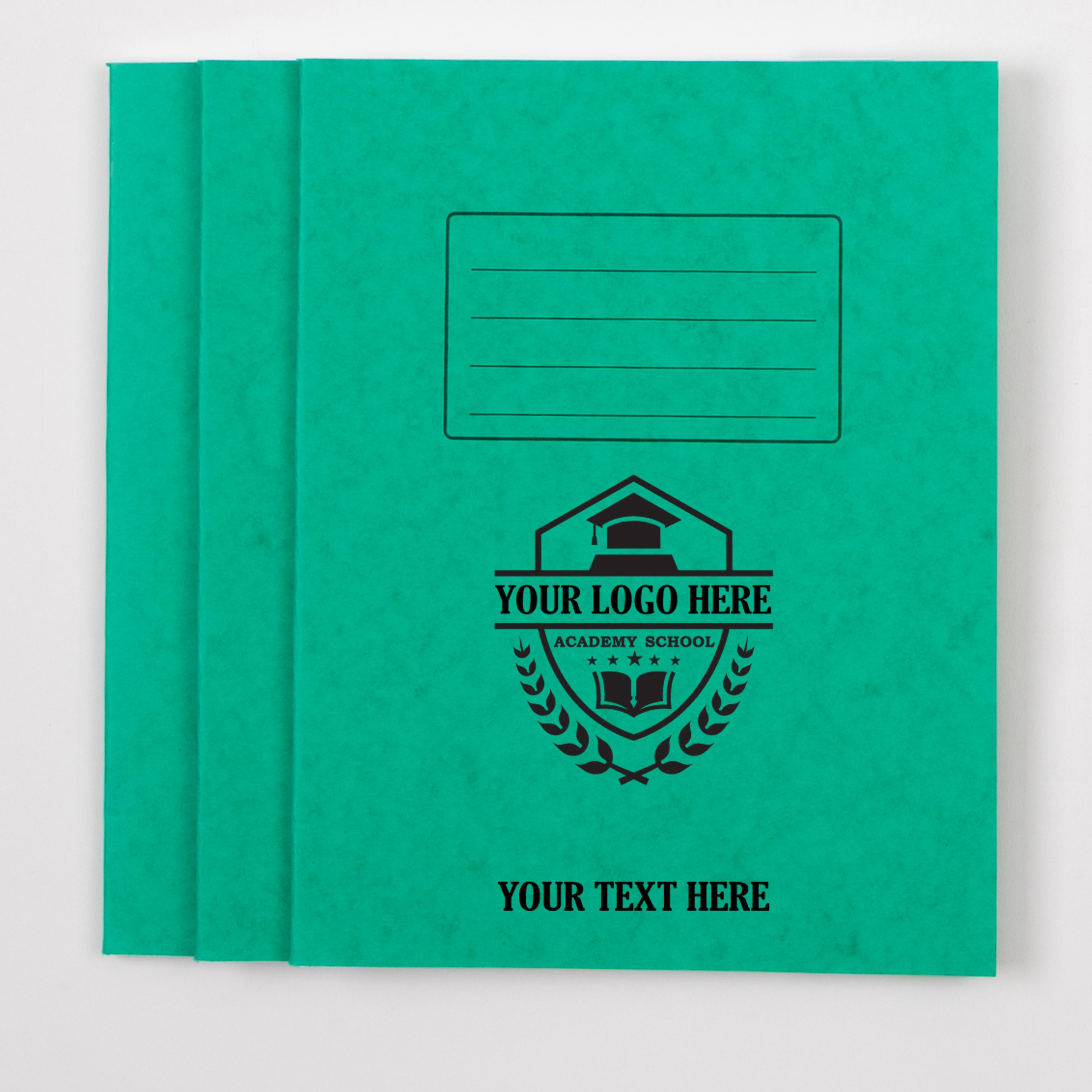 Personalised -  Classmates 8" x 6.5" Exercise Book 80 Page, 8mm Ruled With Margin, Green - Pack of 100
