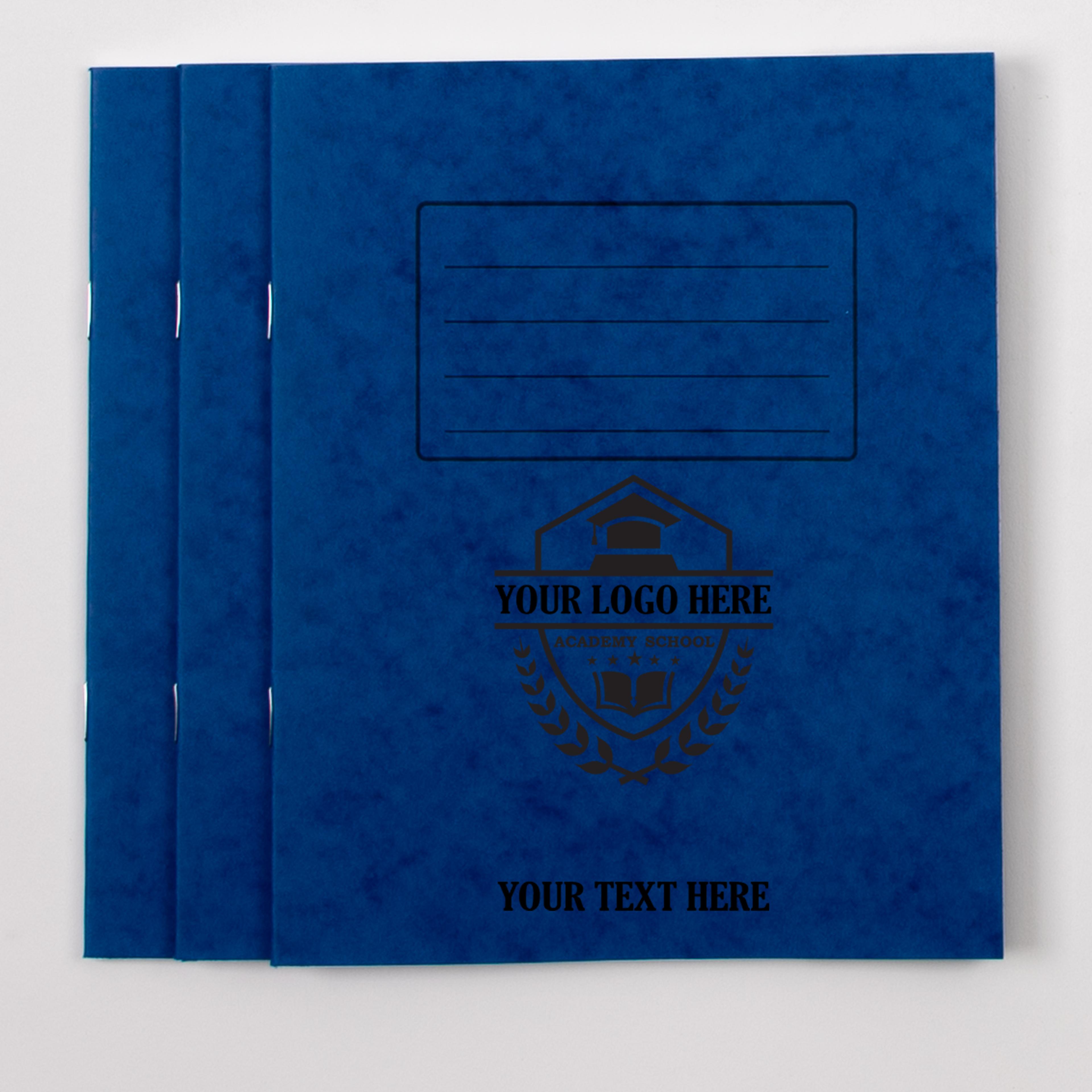 Personalised -  Classmates 8" x 6.5" Exercise Book 48 Page, 8mm Ruled, Blue - Pack of 100