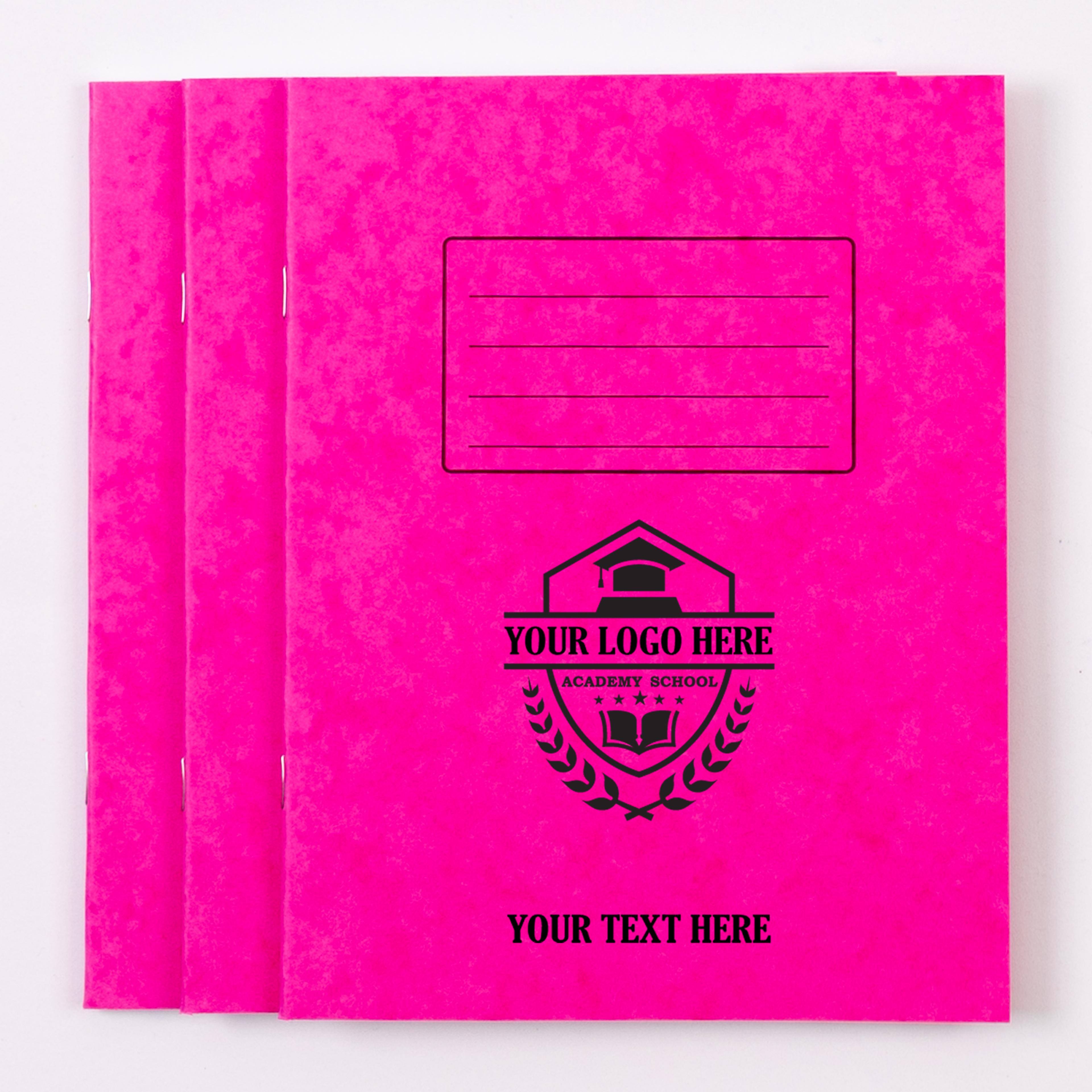 Personalised -  Classmates 9"x7" Exercise Book 80 Page, 8mm Ruled With Margin, Pink - Pack of 100