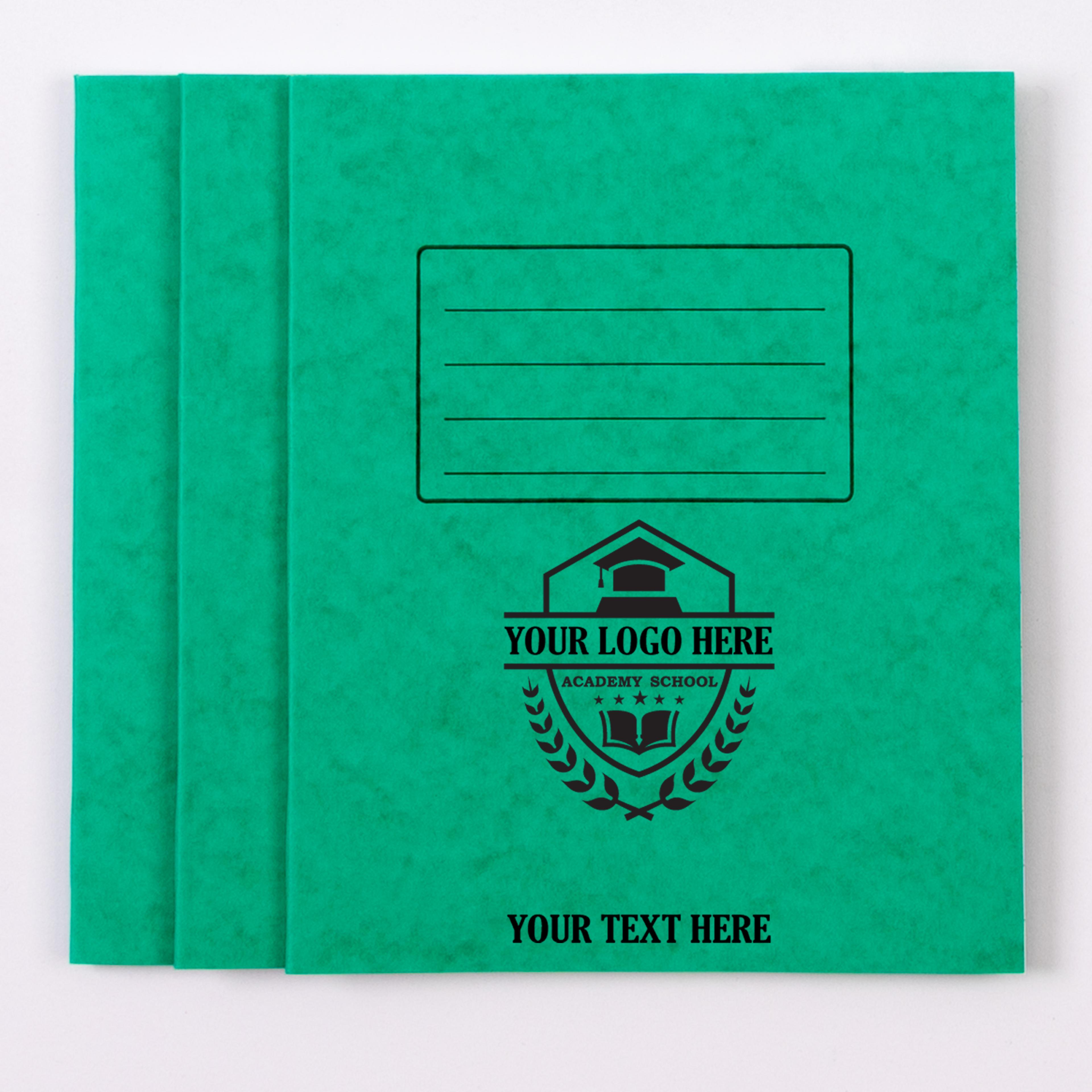Personalised -  Classmates 9"x7" Exercise Book 120 Page, 8mm Ruled With Margin, Green - Pack of 50
