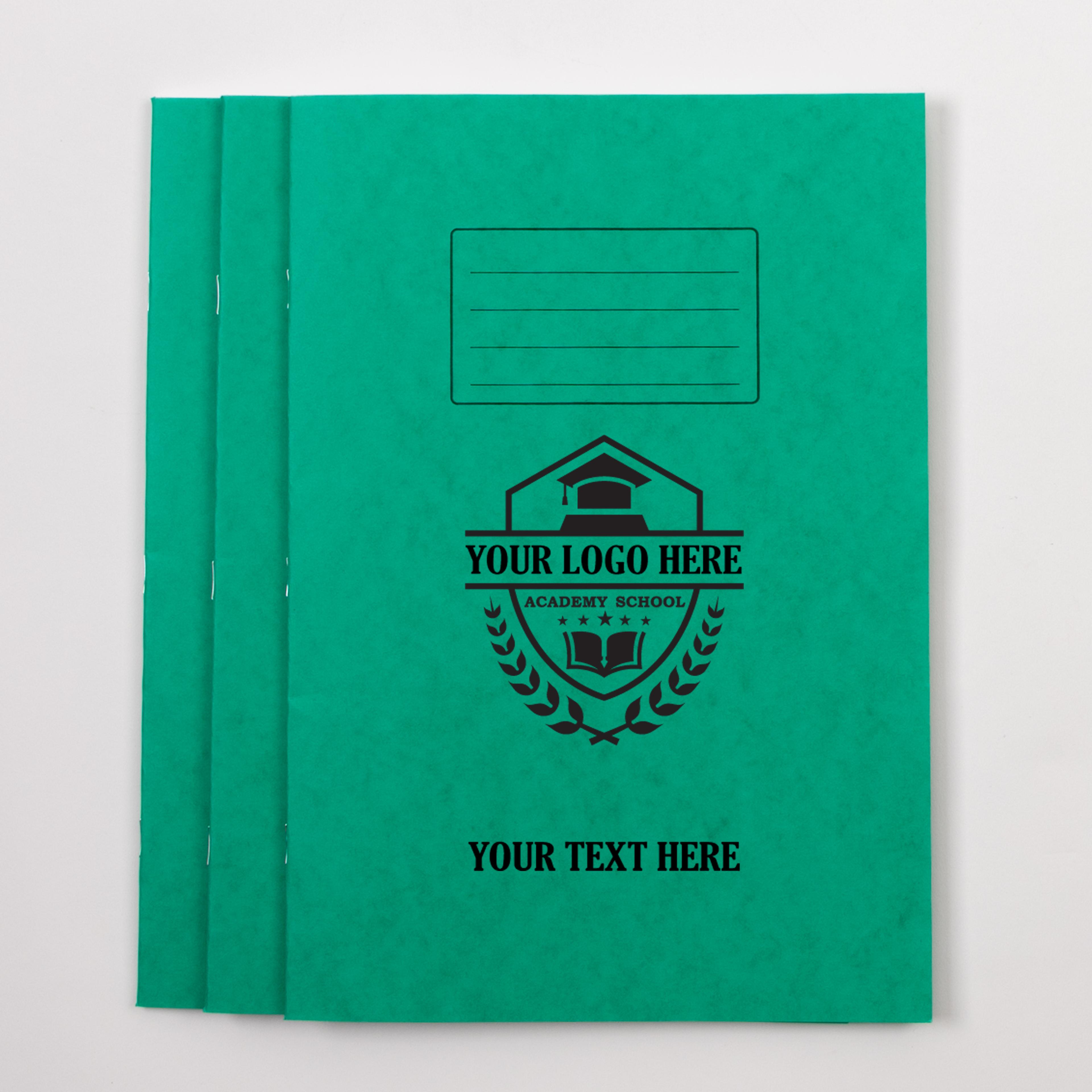 Personalised -  Classmates A4 Exercise Book 32 Page, Plain, Green - Pack of 100