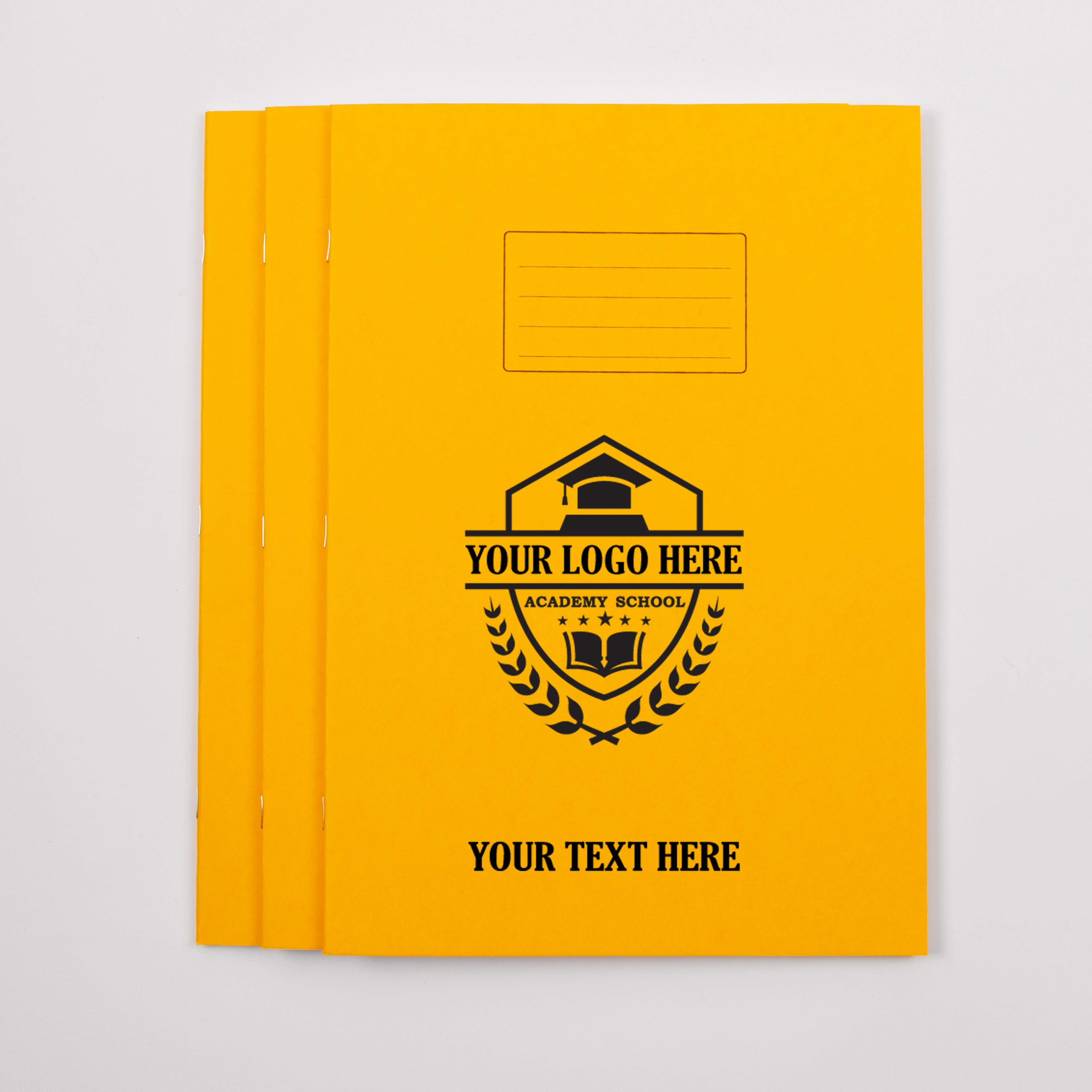 Personalised -  Classmates A4 Exercise Book 80 Page, Top Half Plain/Bottom 15mm Ruled, Yellow - Pack of 50