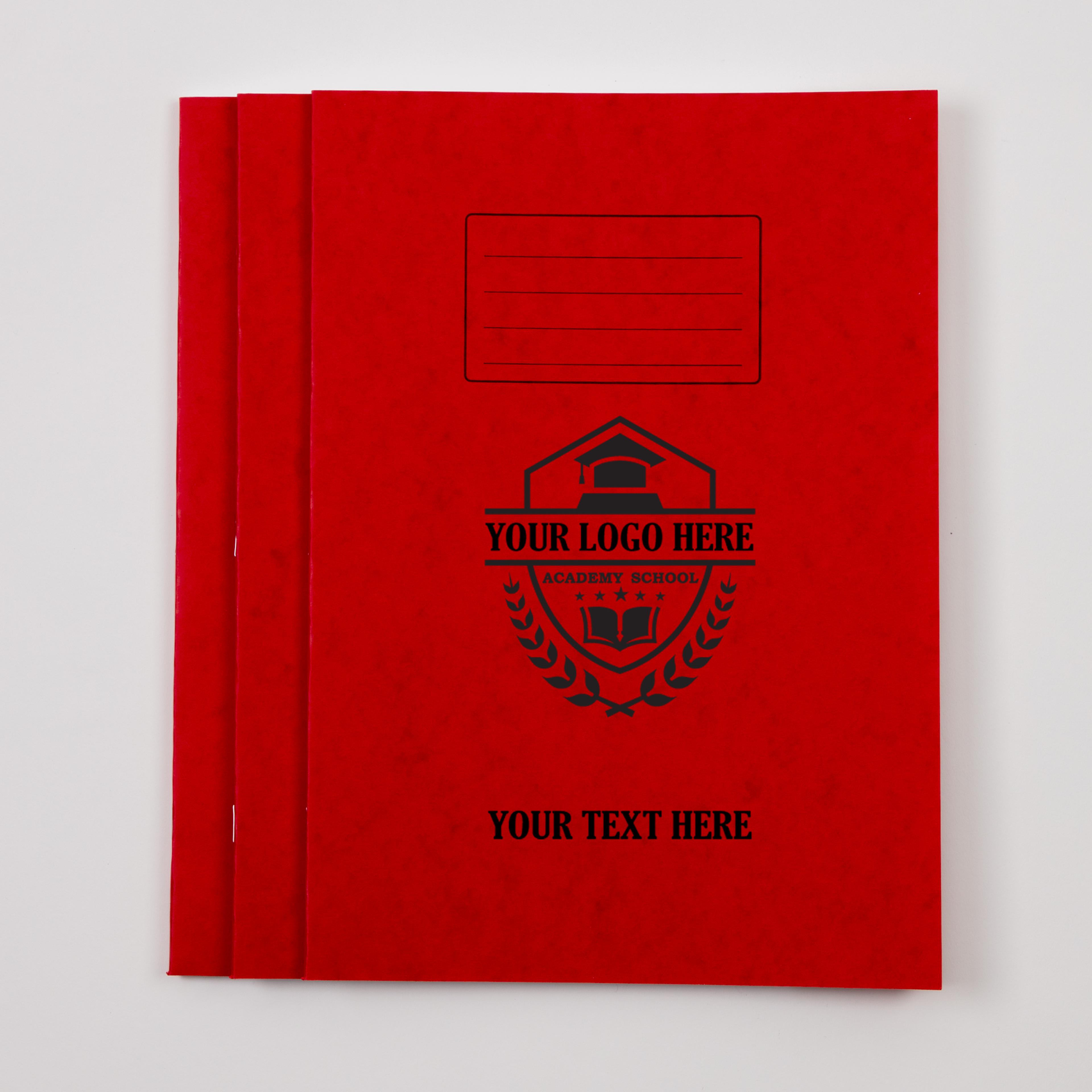 Personalised -  Classmates A4+ Exercise Book 48 Page, 12mm Ruled With Margin/Plain Alternate, Red - Pack of 50