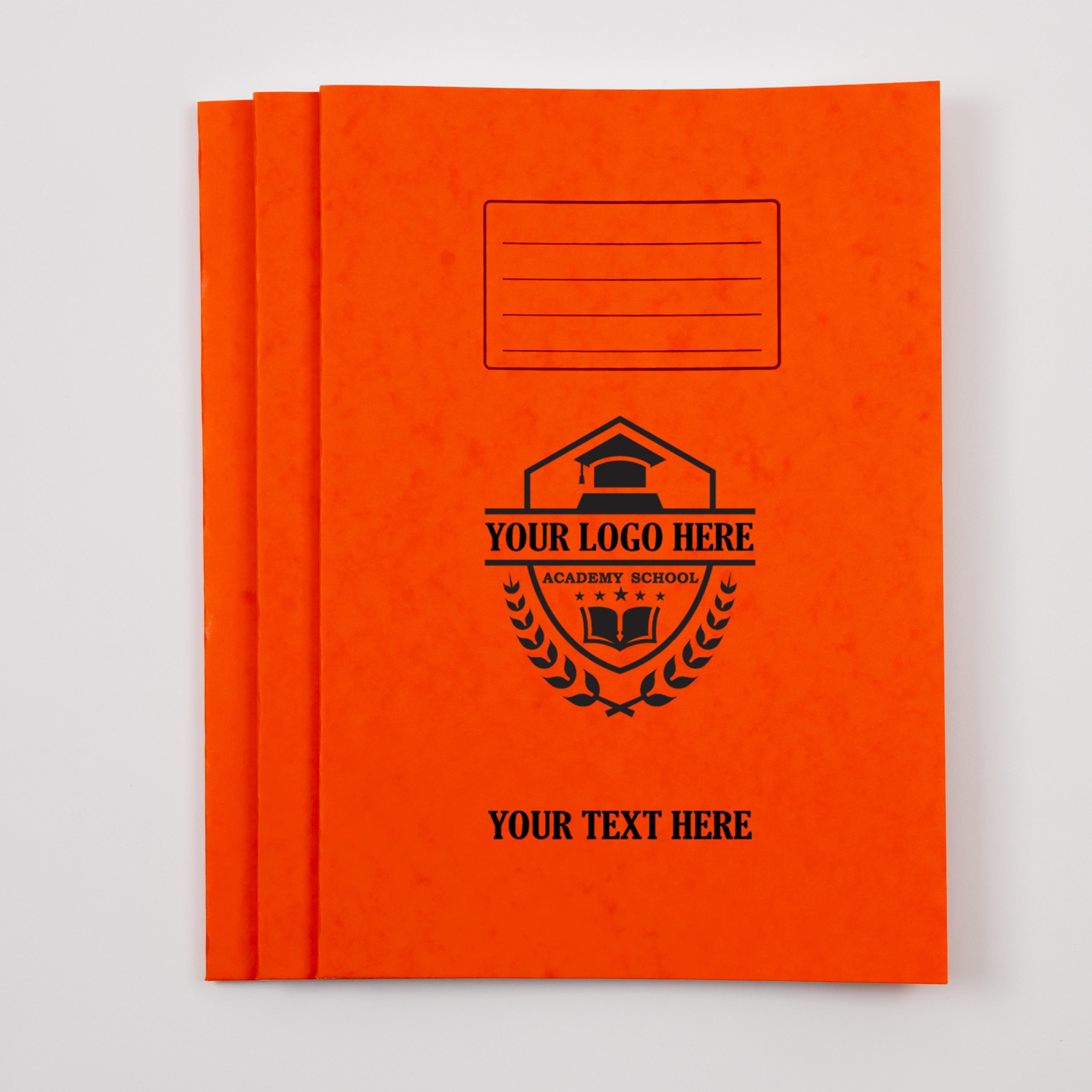 Personalised -  A4+ 80pg 8mm with margin Ruled Orange PK50