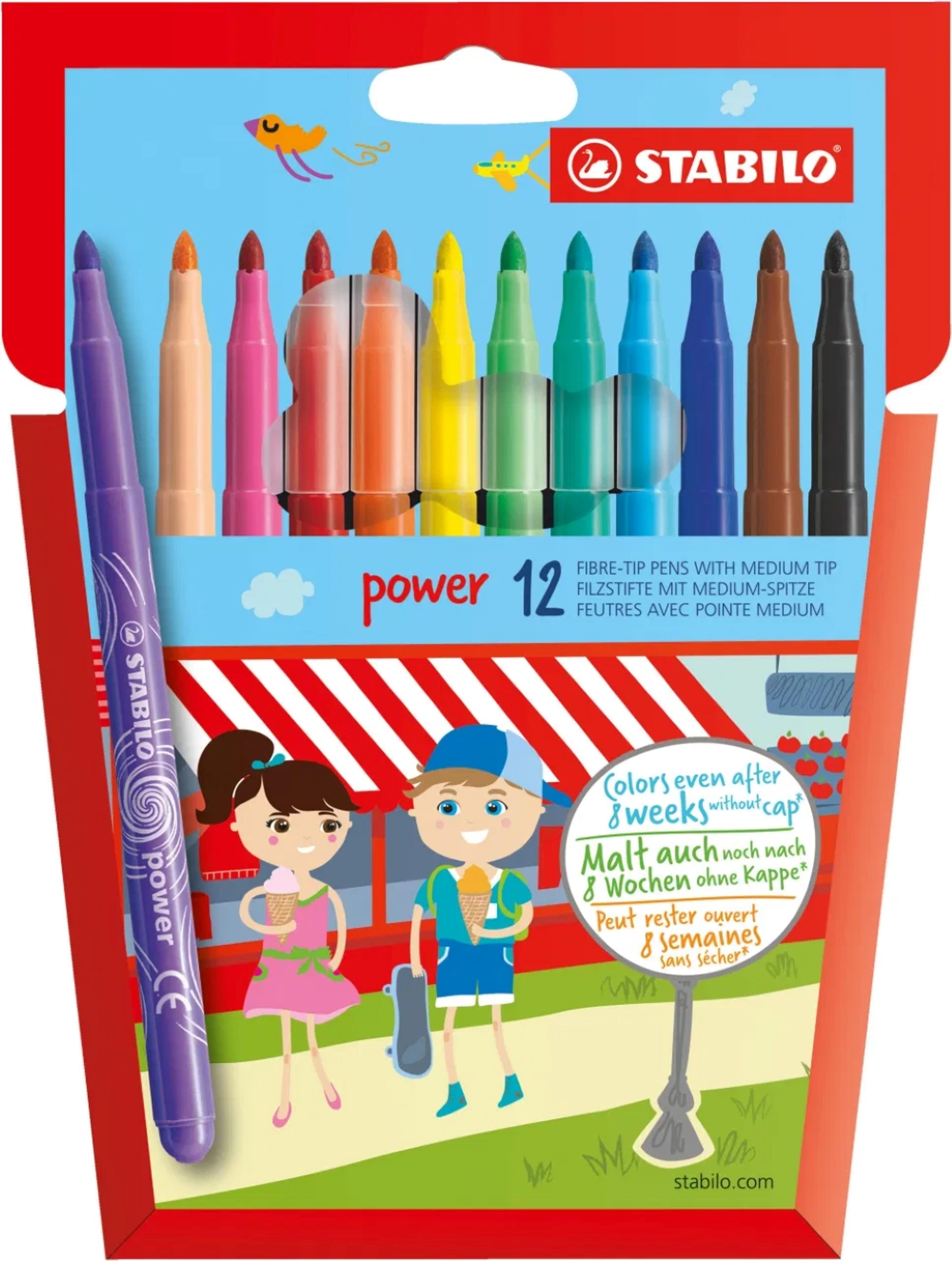 STABILO Power - Medium Fibre-Tip Pen – Pack of 12