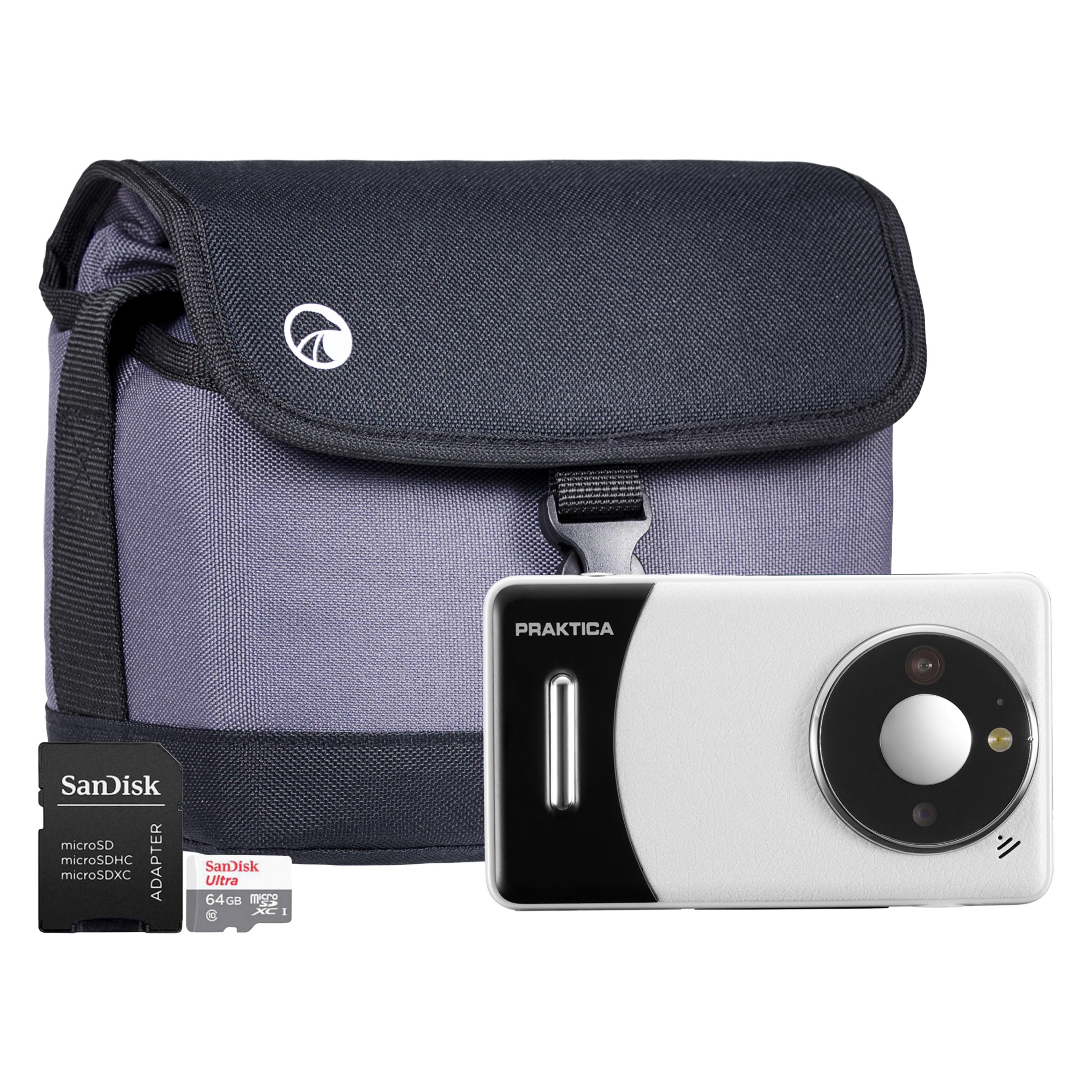 PRAKTICA DZ13 Digital Camera 13MP CMOS Sensor HD Video Wide Angle Lens includes 64GB MicroSD Card and Shoulder Bag
