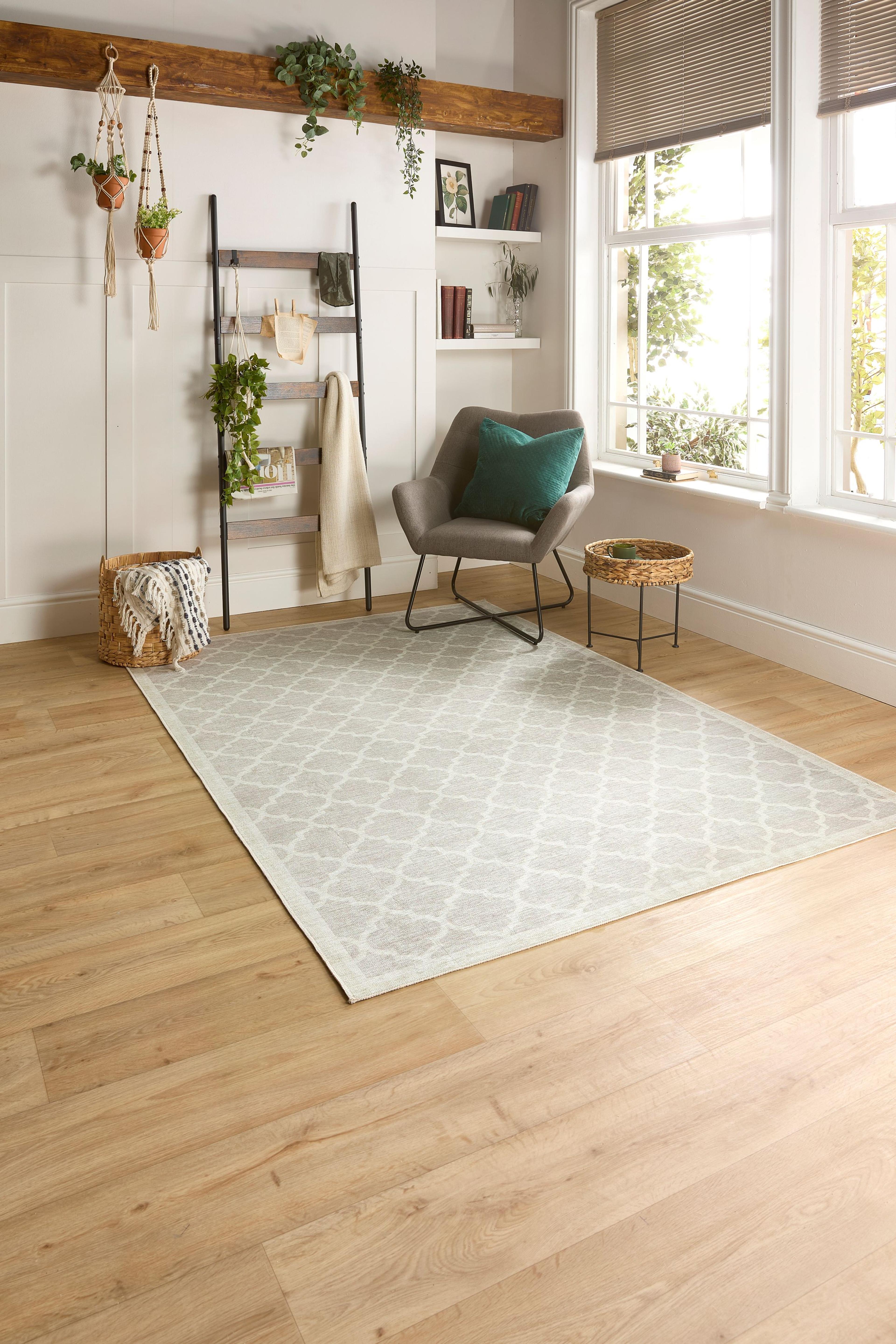 Chateau Stain Resistant Washable Rug - Grey