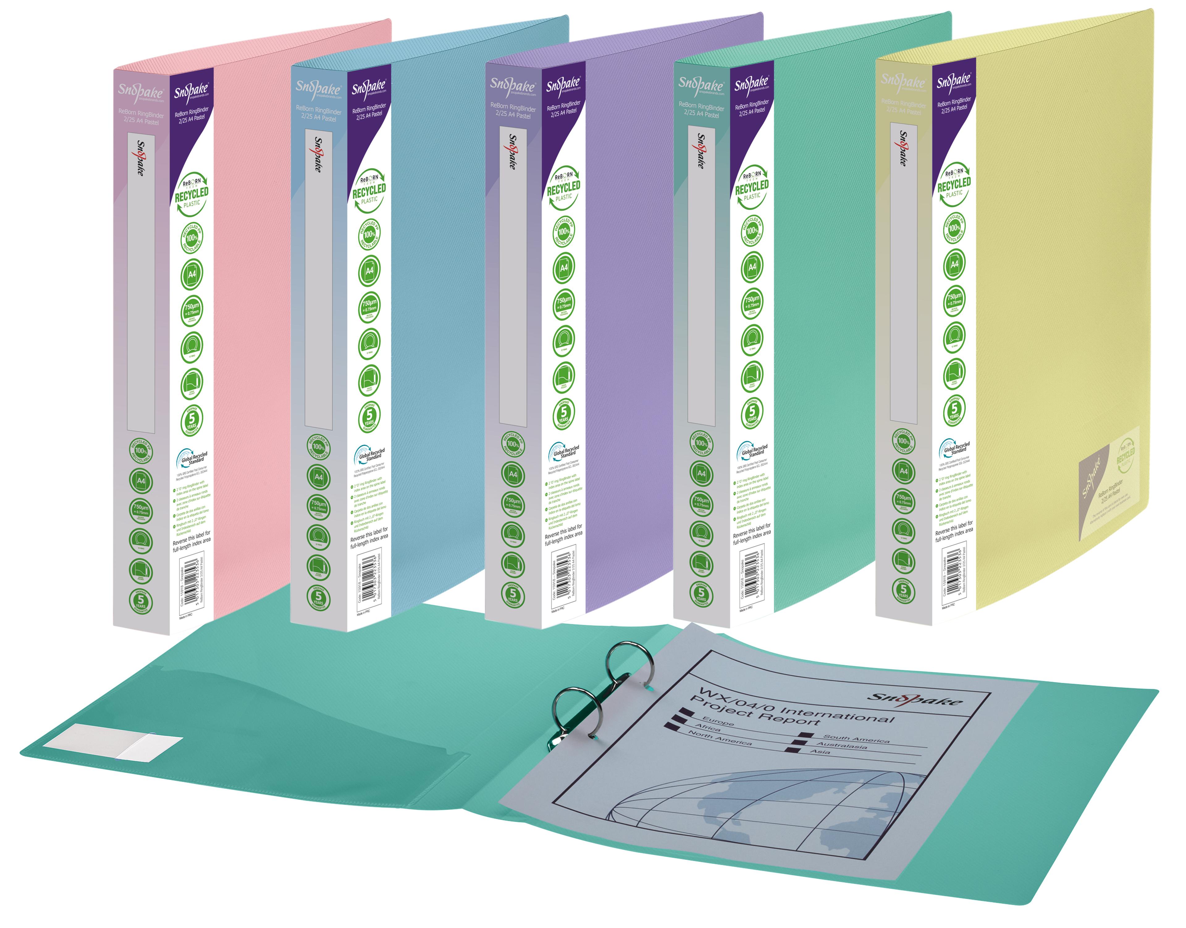 Snopake ReBorn 100% Recycled A4 25mm Ring Binder - Pack of 5