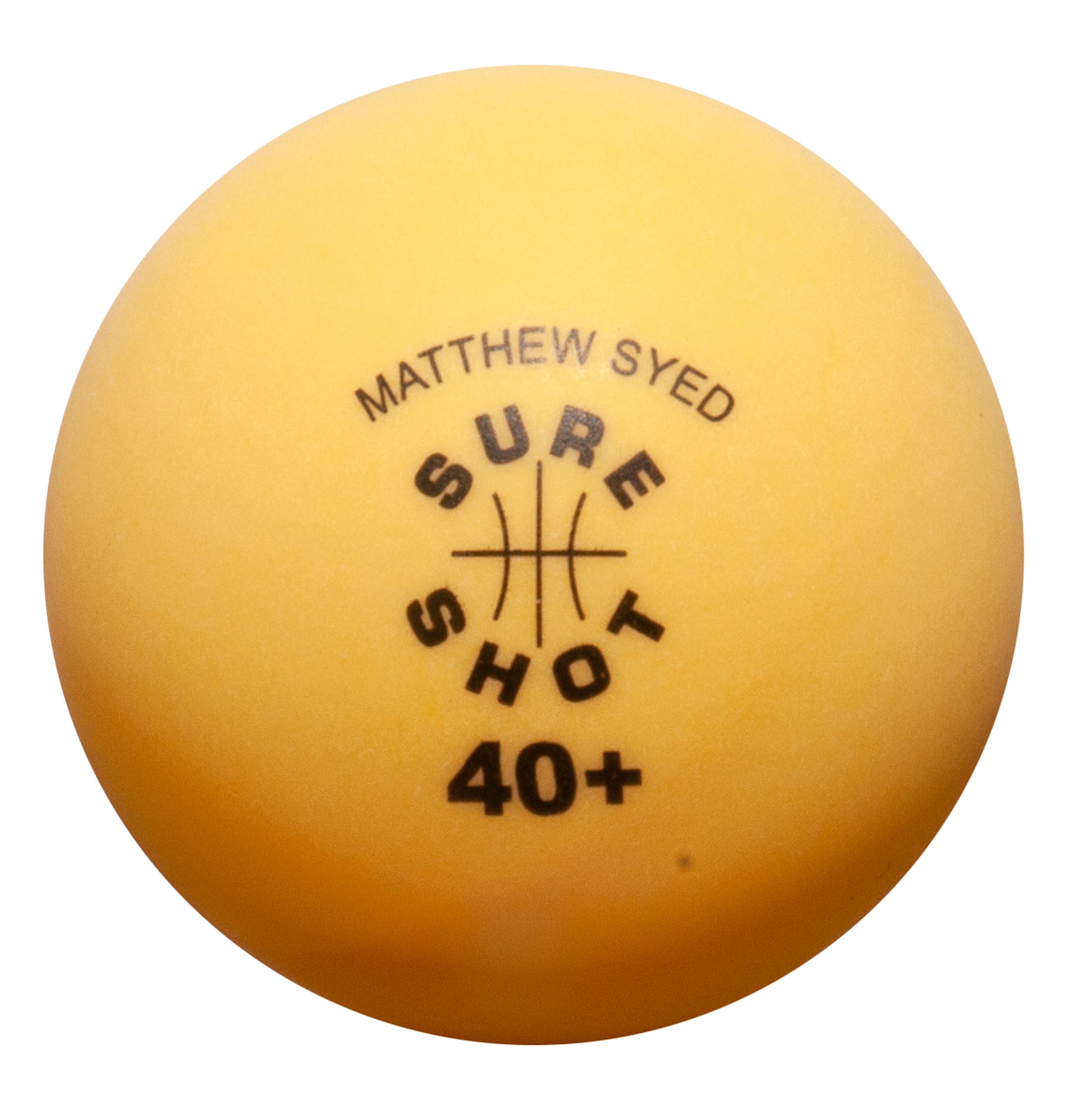 Sure Shot Matthew Syed Table Tennis Balls - Yellow - Bag of 72