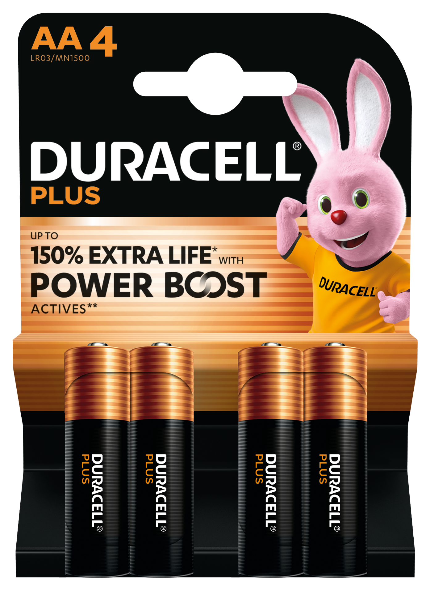 Duracell Plus Power Batteries AA Pack 4