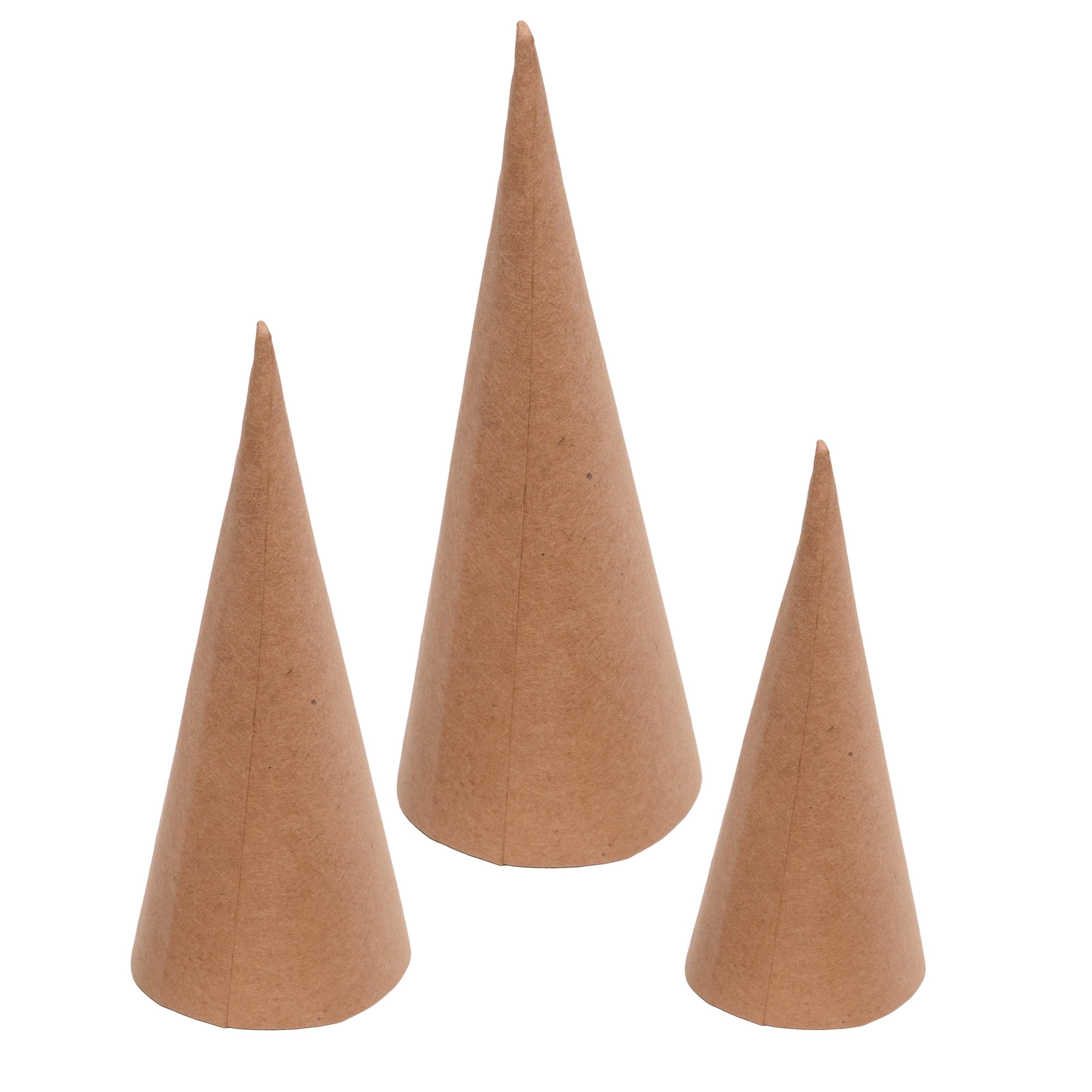 Papier-Mache Cones - 8, 10 & 12 cm - Pack of 30