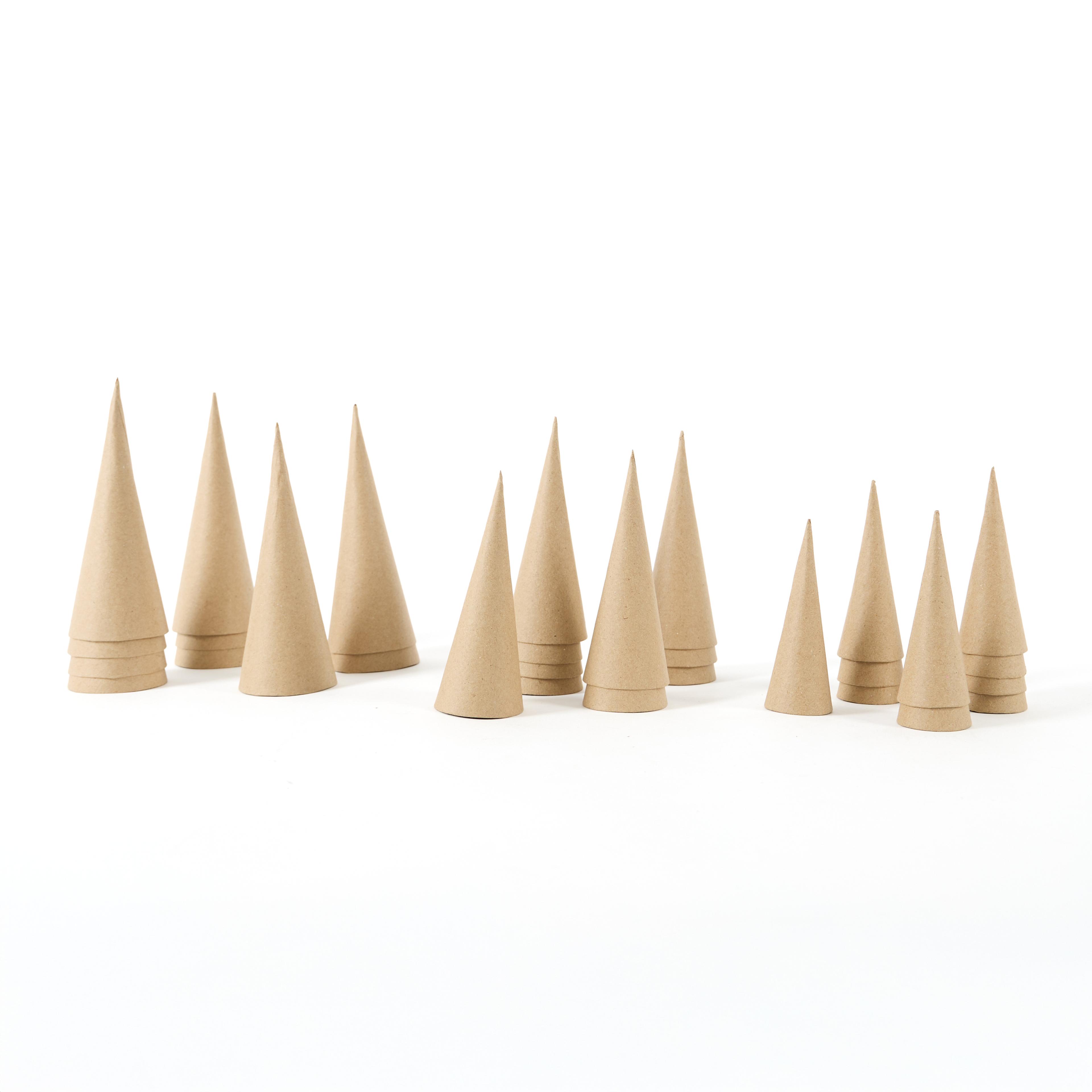 Papier-Mache Cones - 8, 10 & 12 cm - Pack of 30