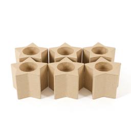 Papier-Mache Tea Light Holders - Star - Pack of 6