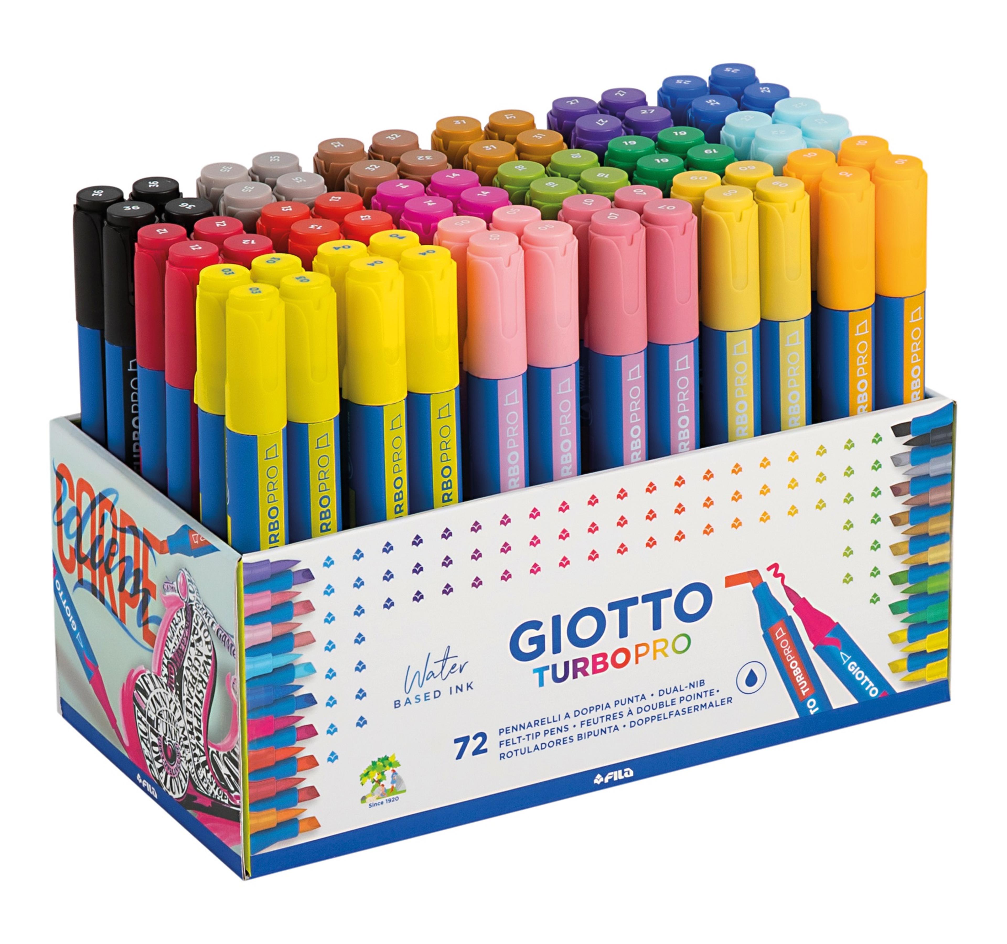 GIOTTO Turbo Pro Dual Tip Marker Pens - Classpack of 72