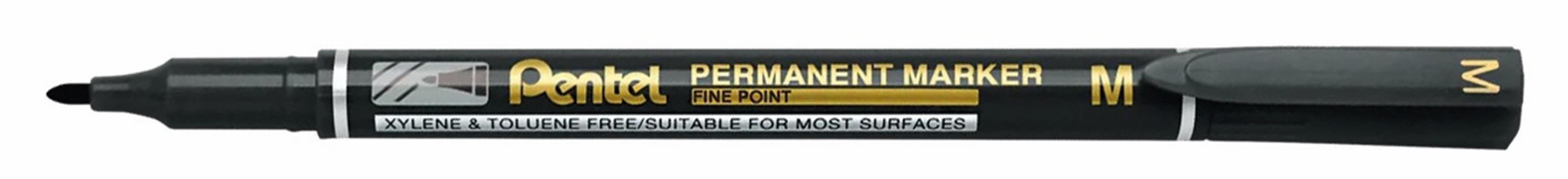 Pentel Fine Permanent Marker - Bullet Tip - Black - Pack of 12 