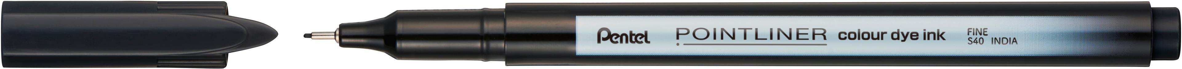 Pentel Pointliner Fineliner - Black - Pack of 12