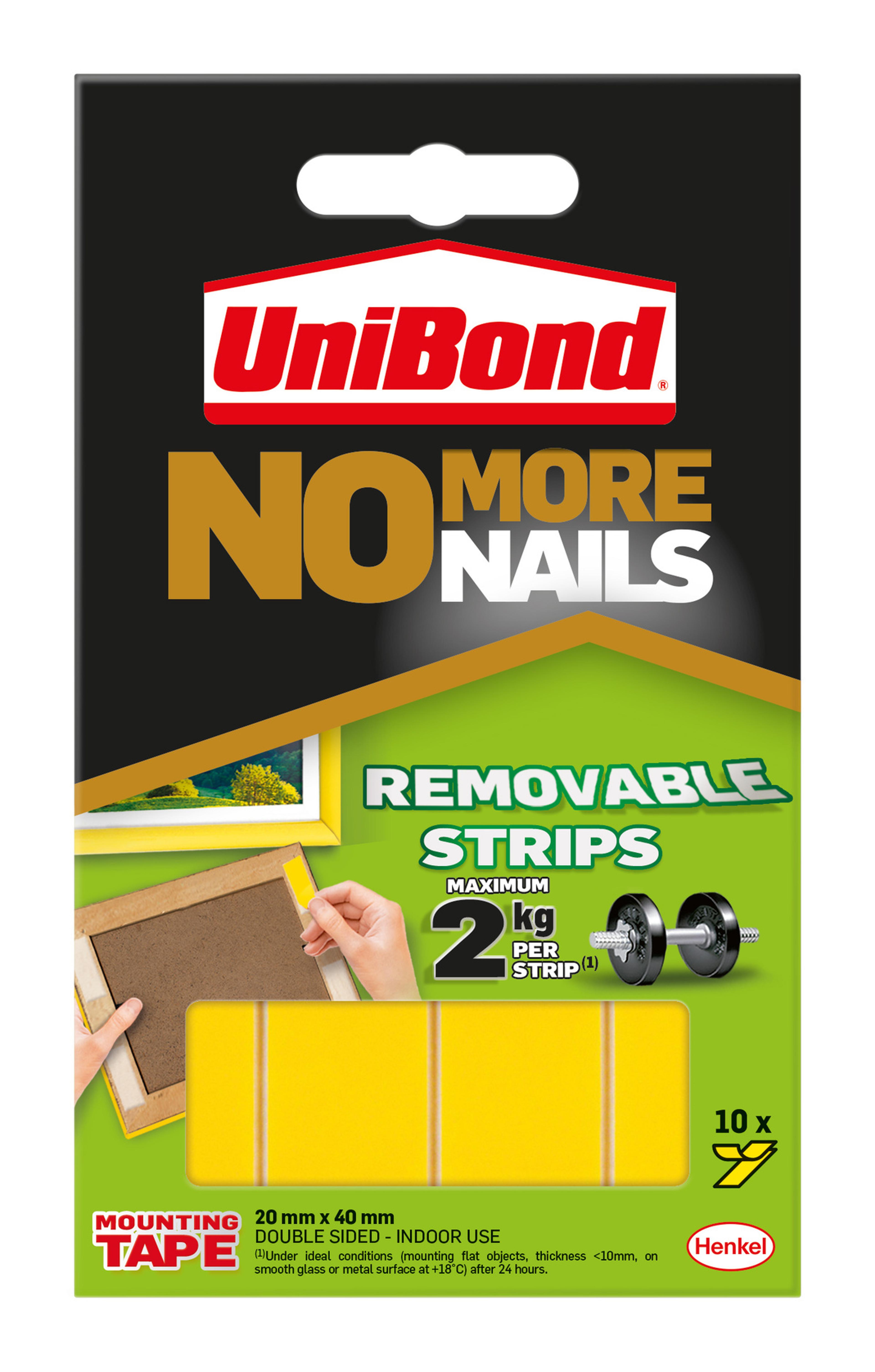 UniBond No More Nails Strips - Removeable - Pack of 10 Strips