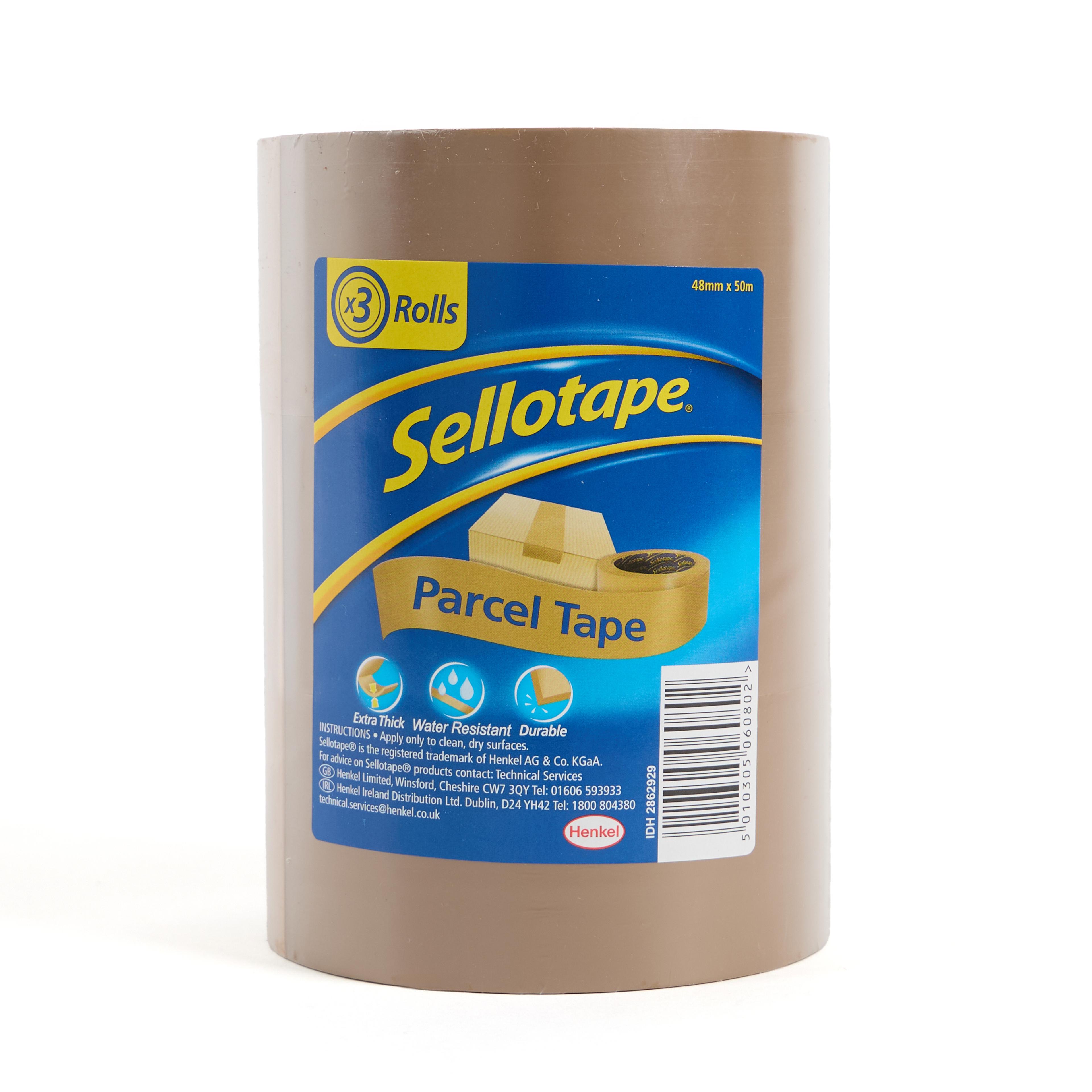 Sellotape Parcel Tape - Buff - 48mm x 50m - Pack of 3