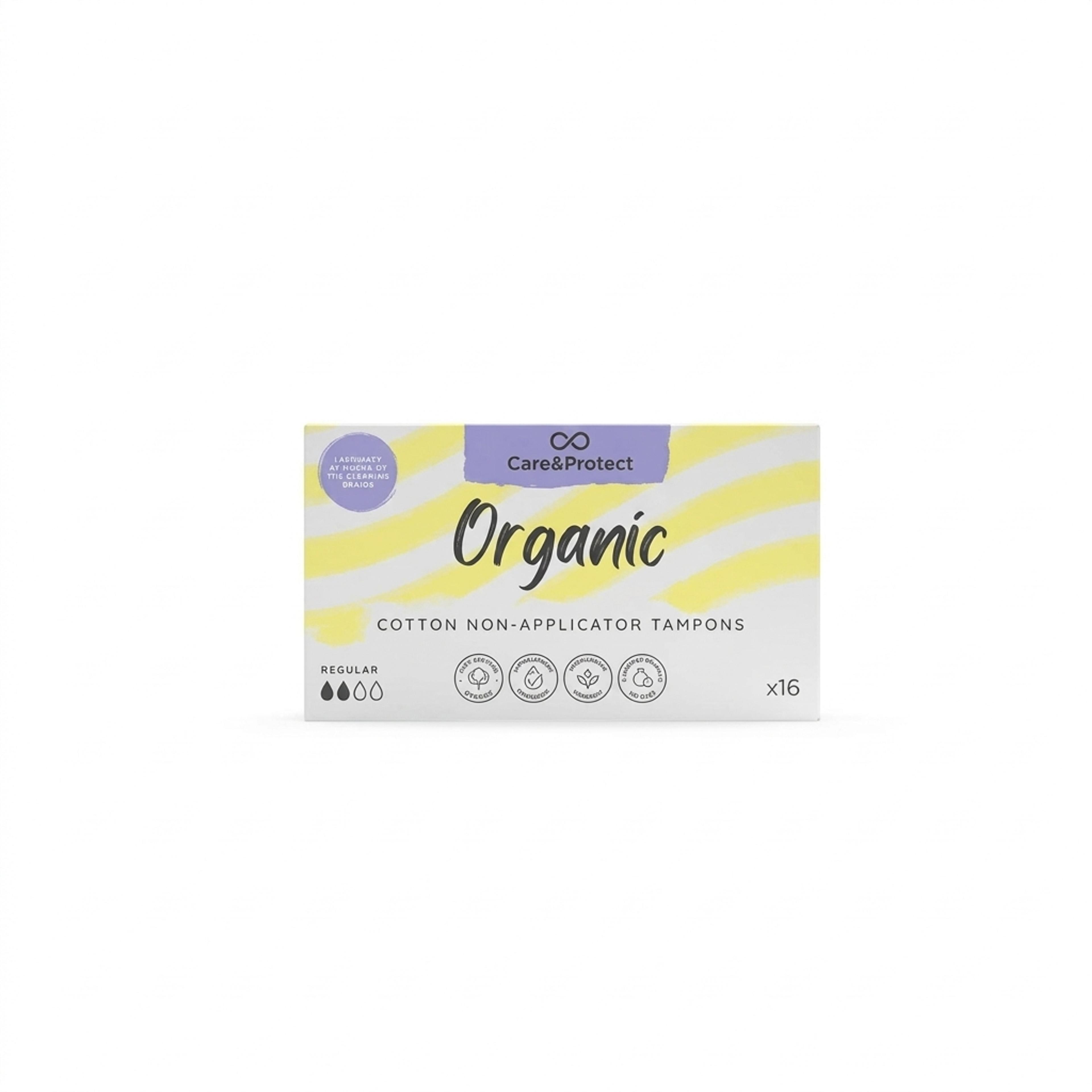 Care & Protect Organic Regular Non Applicator Tampons - Pack of 16