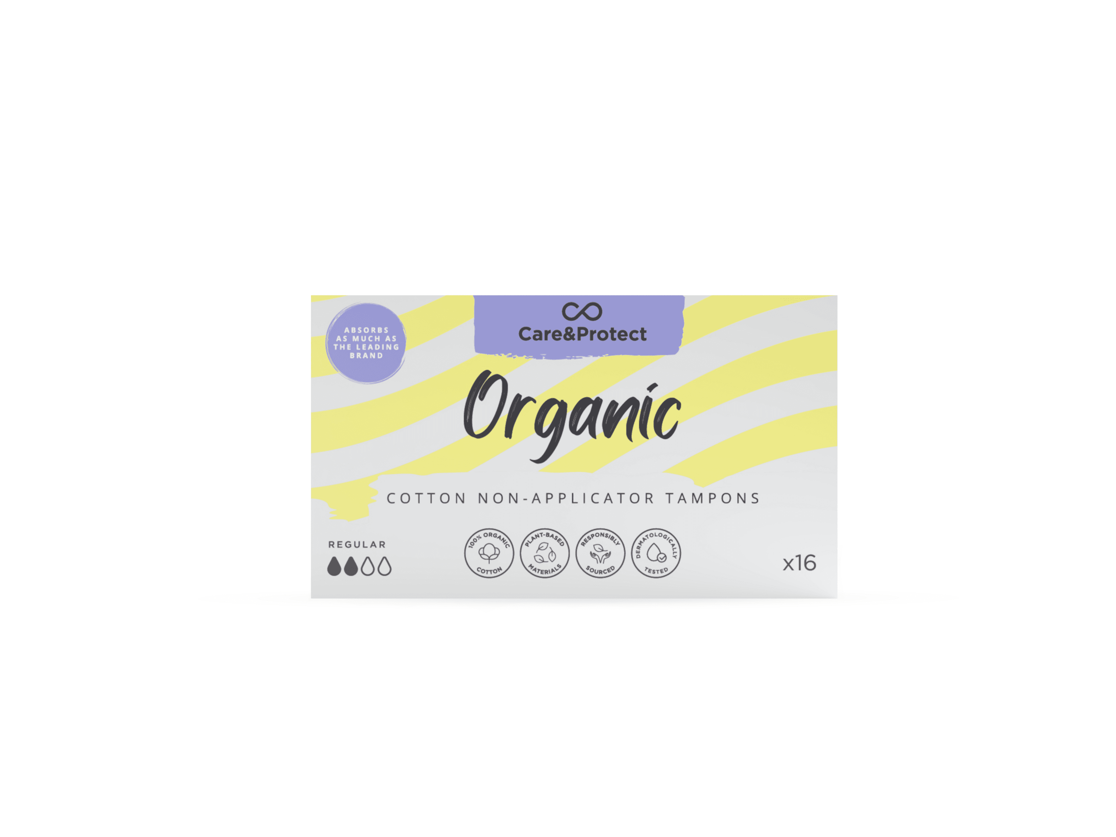  Care and Protect Organic Regular Non Applicator Tampons - Pack of 16