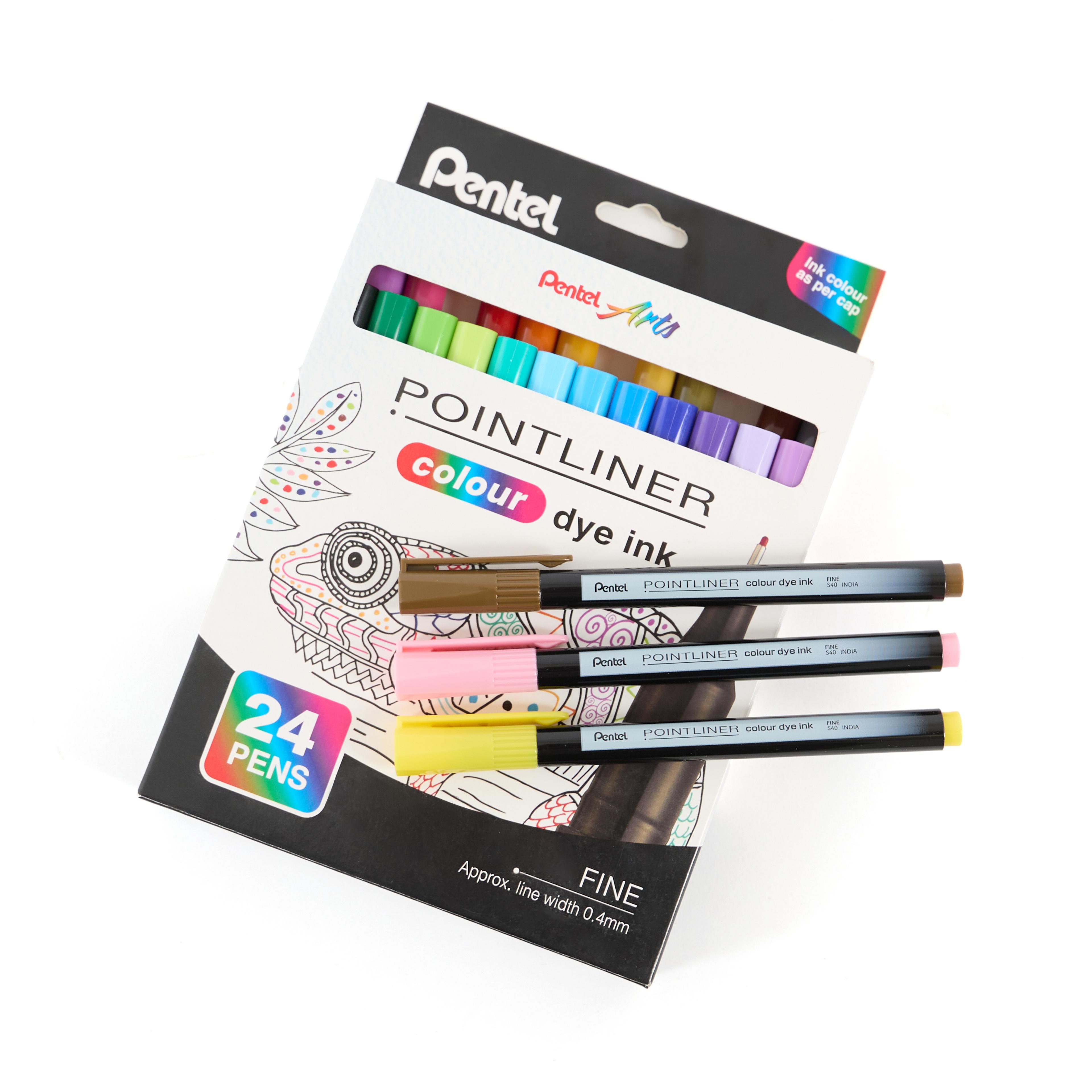 Pentel Pointliner Fineliner - Assorted - Pack of 24