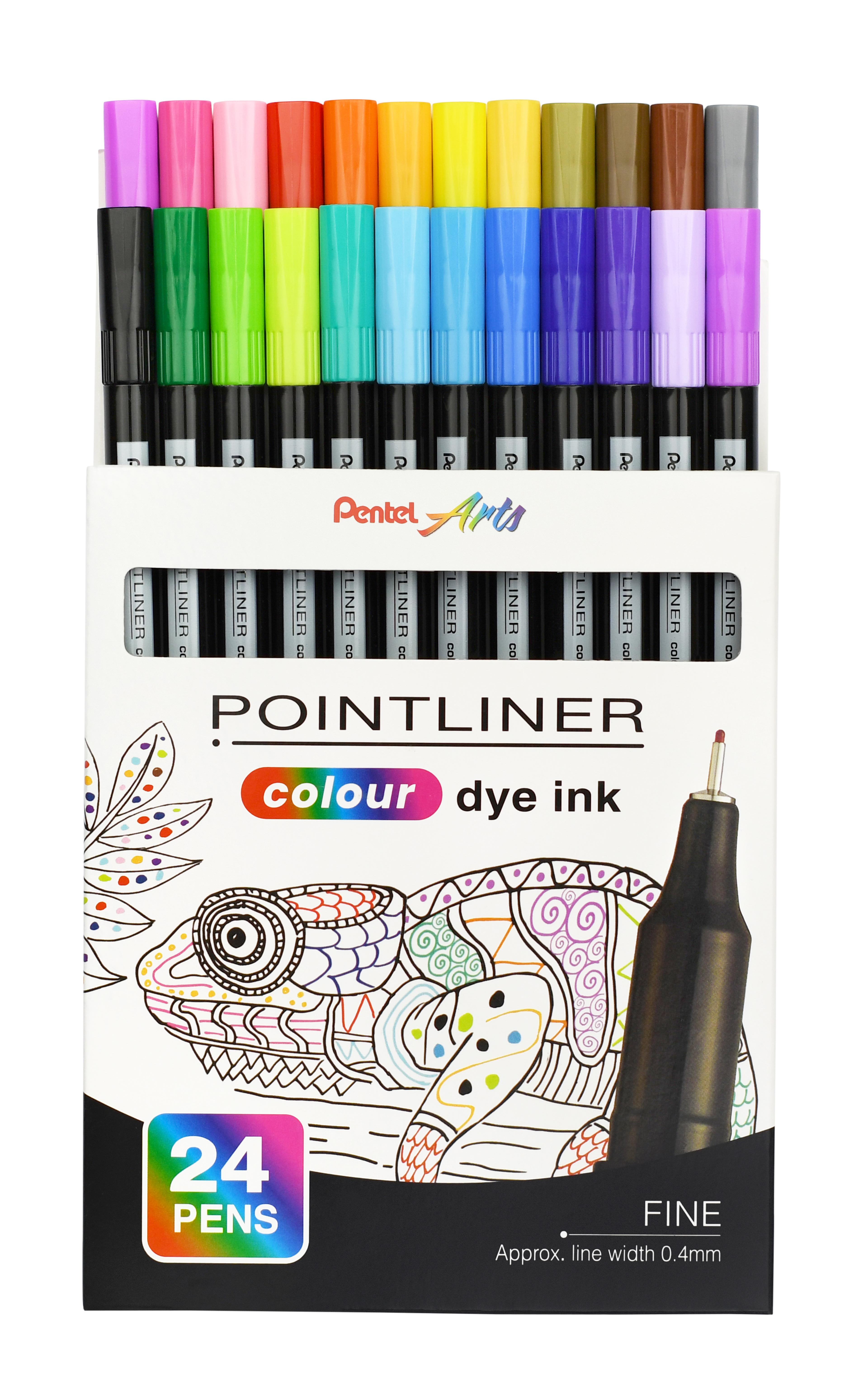 Pentel Pointliner Fineliner - Assorted - Pack of 24