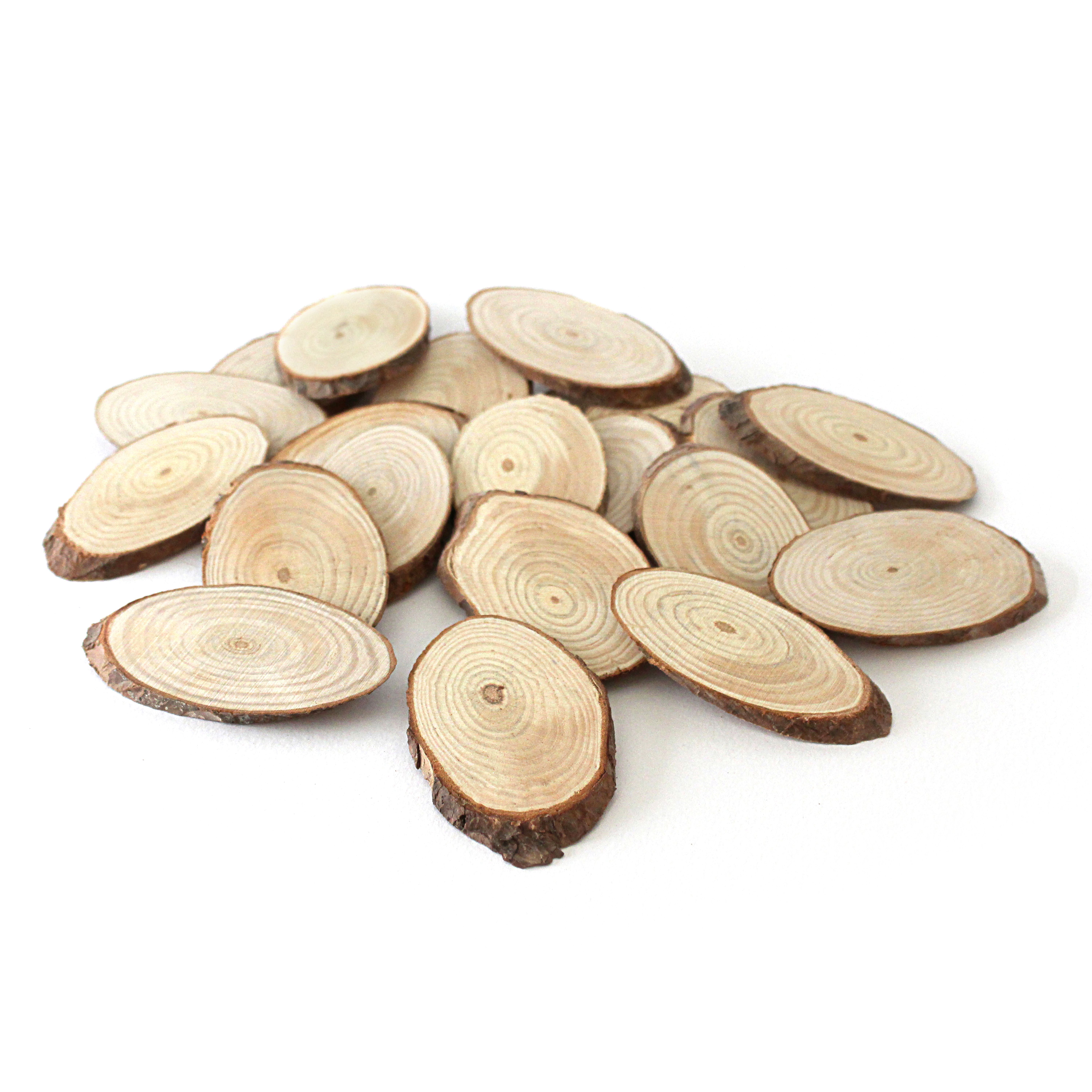Natural Wood Oval Slices PK20