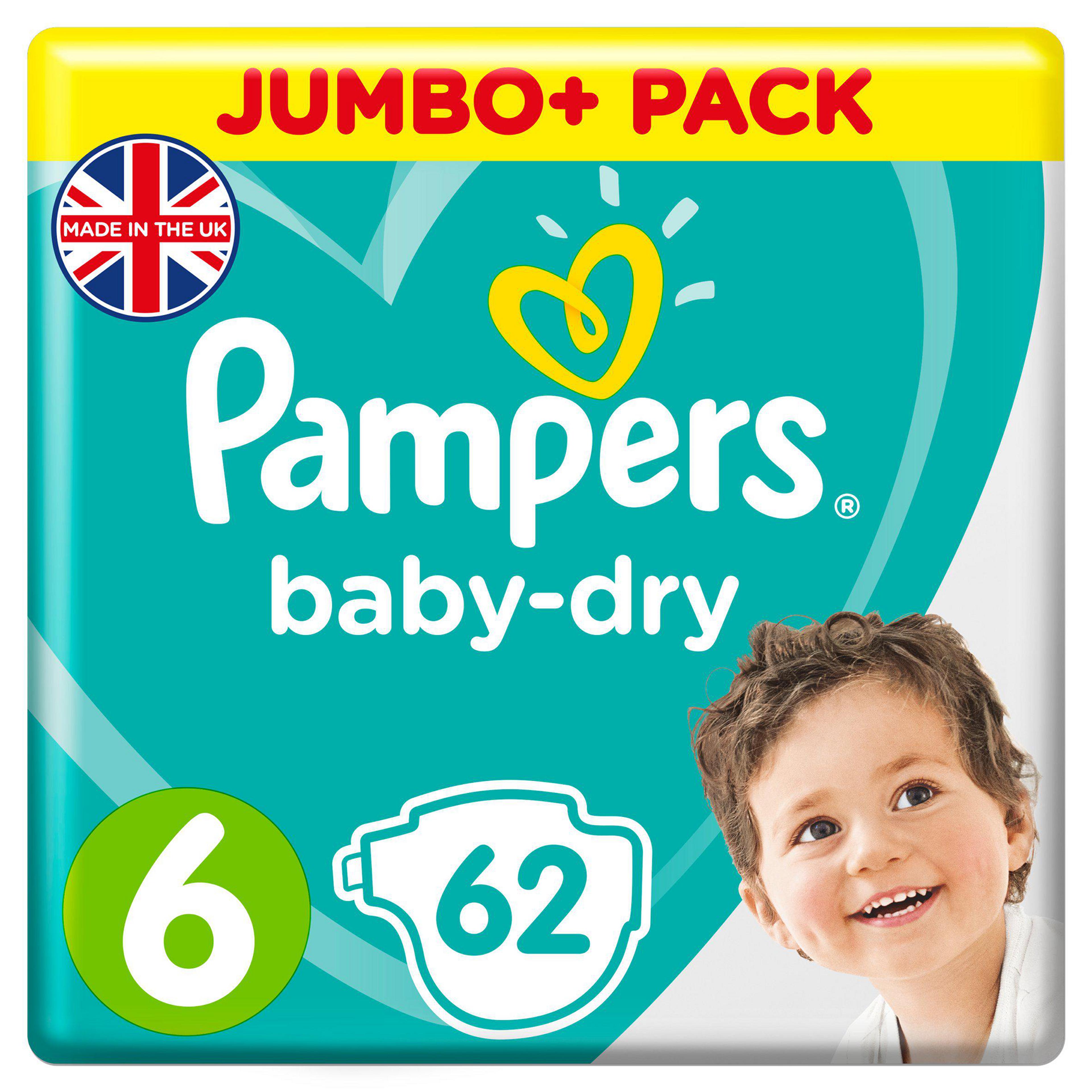 Pampers Baby-Dry Size 6 Jumbo+ - Pack of 62