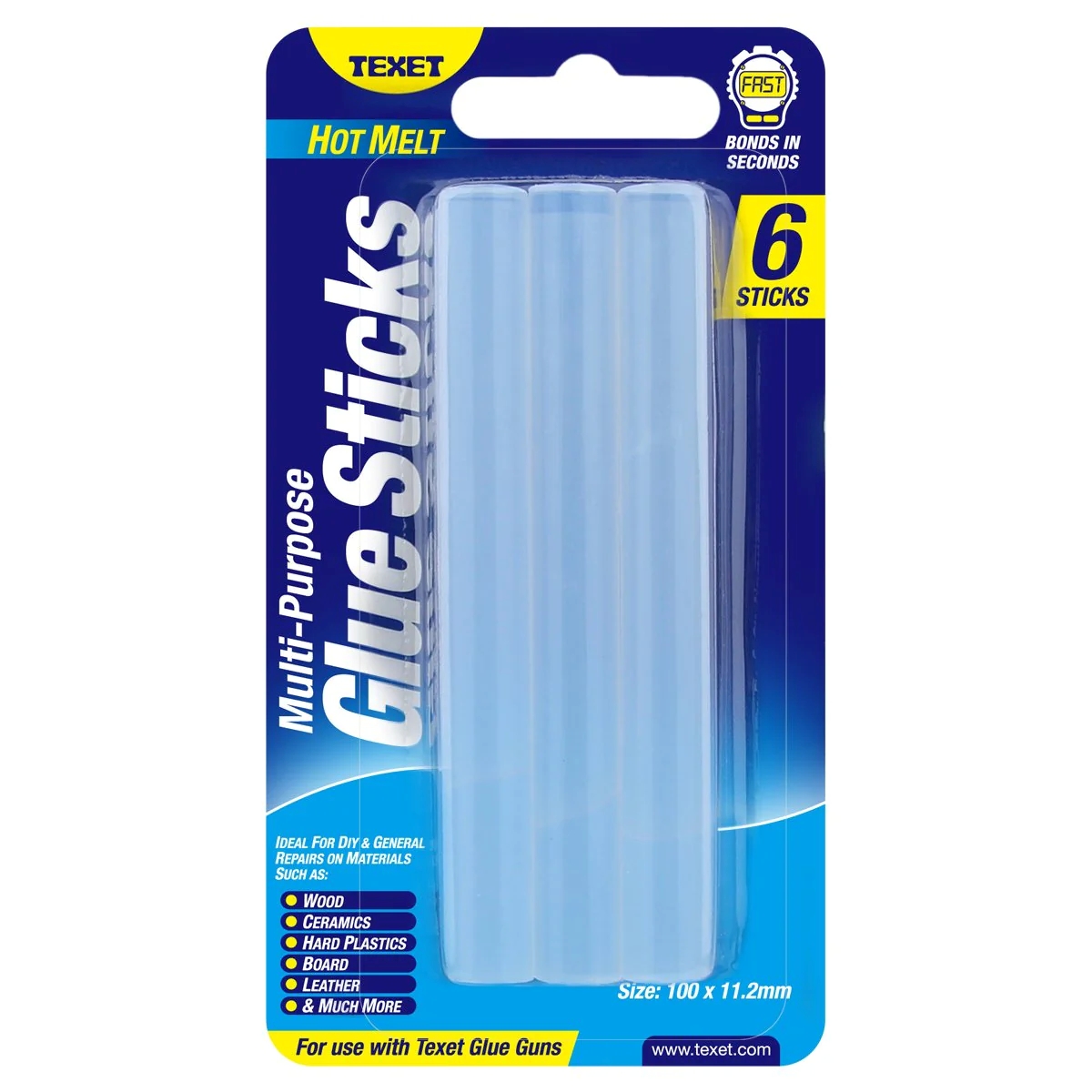TEXET Large Hot Melt Glue Sticks Pack 6