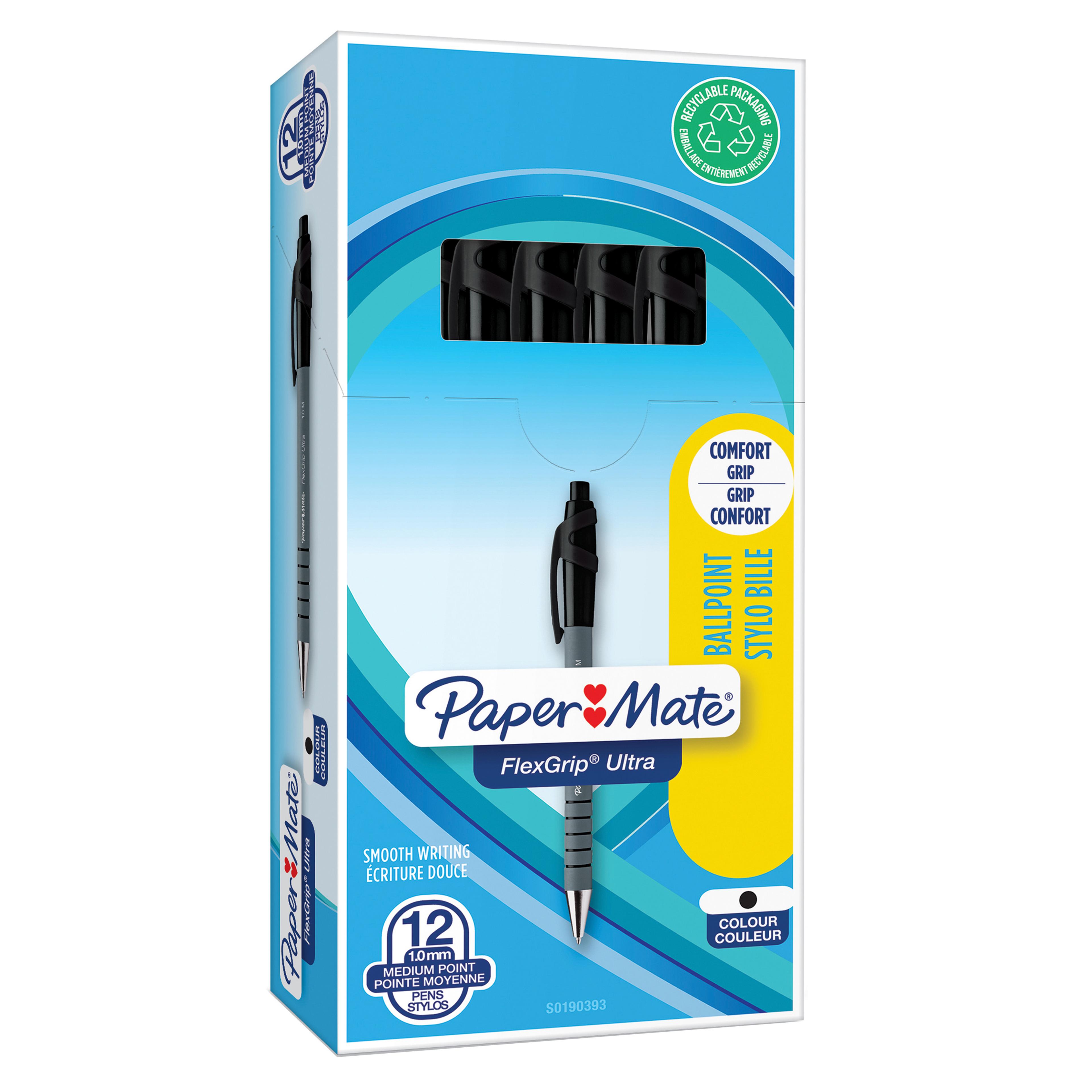 Paper Mate Flexigrip Ultra Retractable Ballpoint Pen - Black - Pack 12