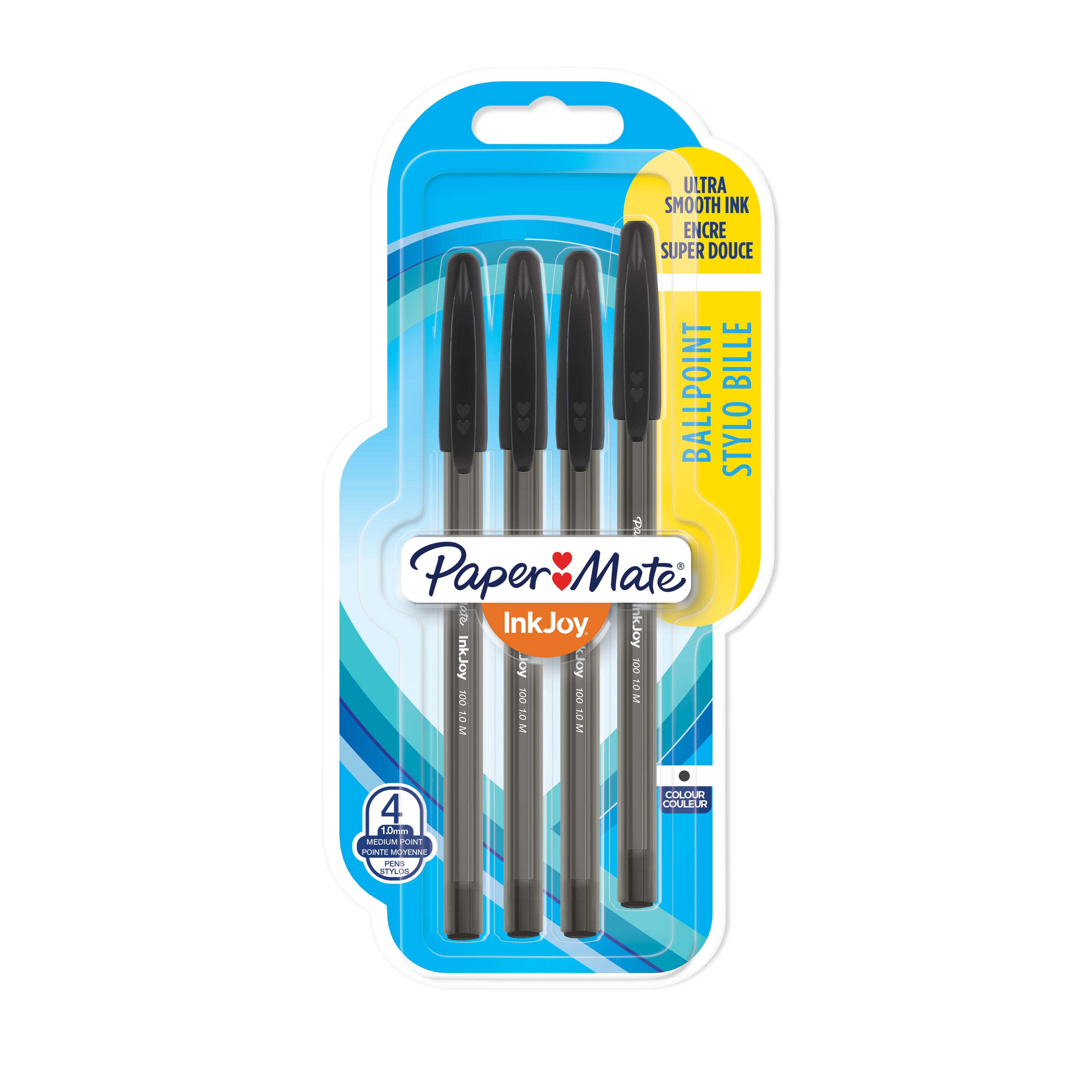 Paper Mate Inkjoy 100 Ballpoint Pen - Black - Pack of 4