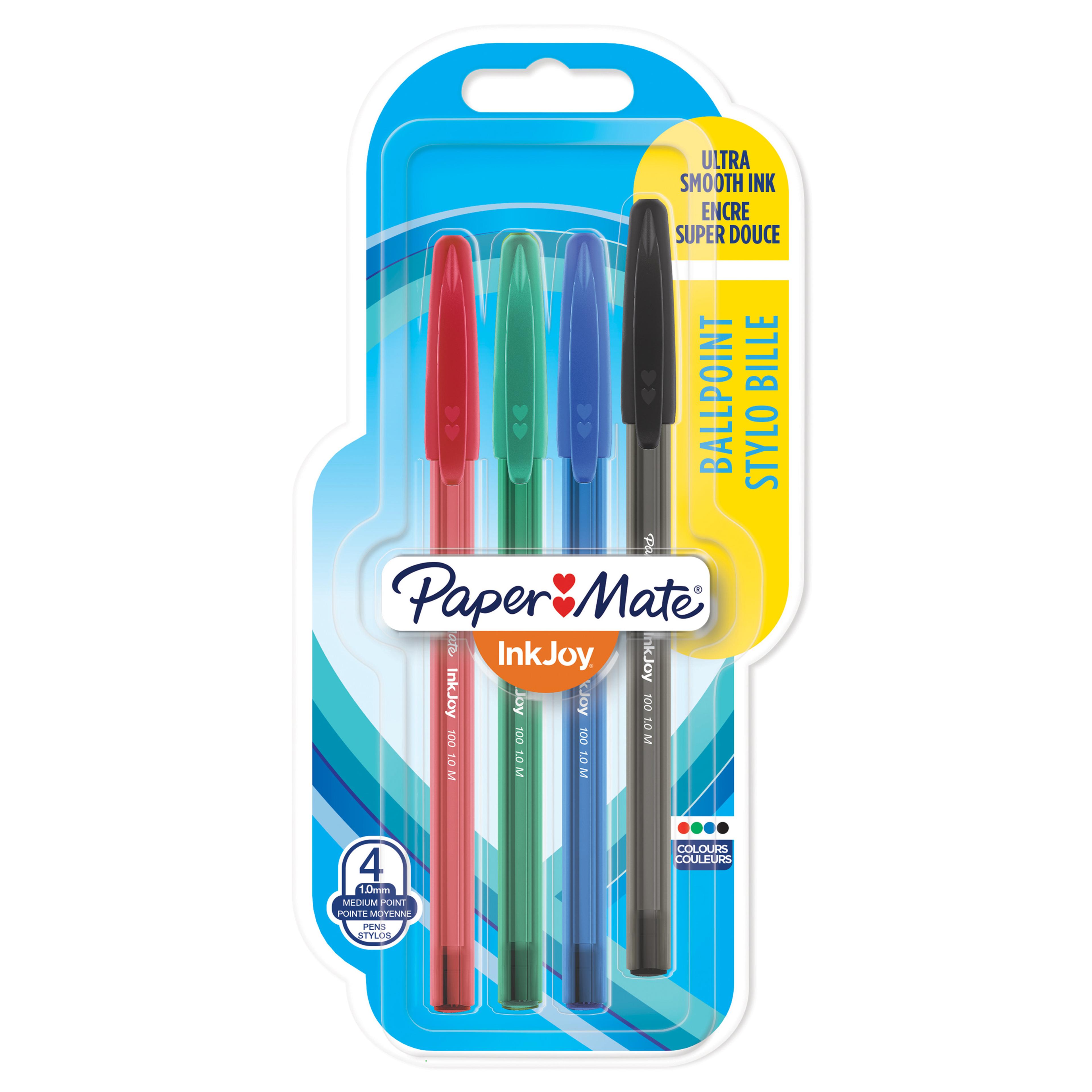 Paper Mate Inkjoy 100 Ballpoint Pen - Assorted - Pack of 4