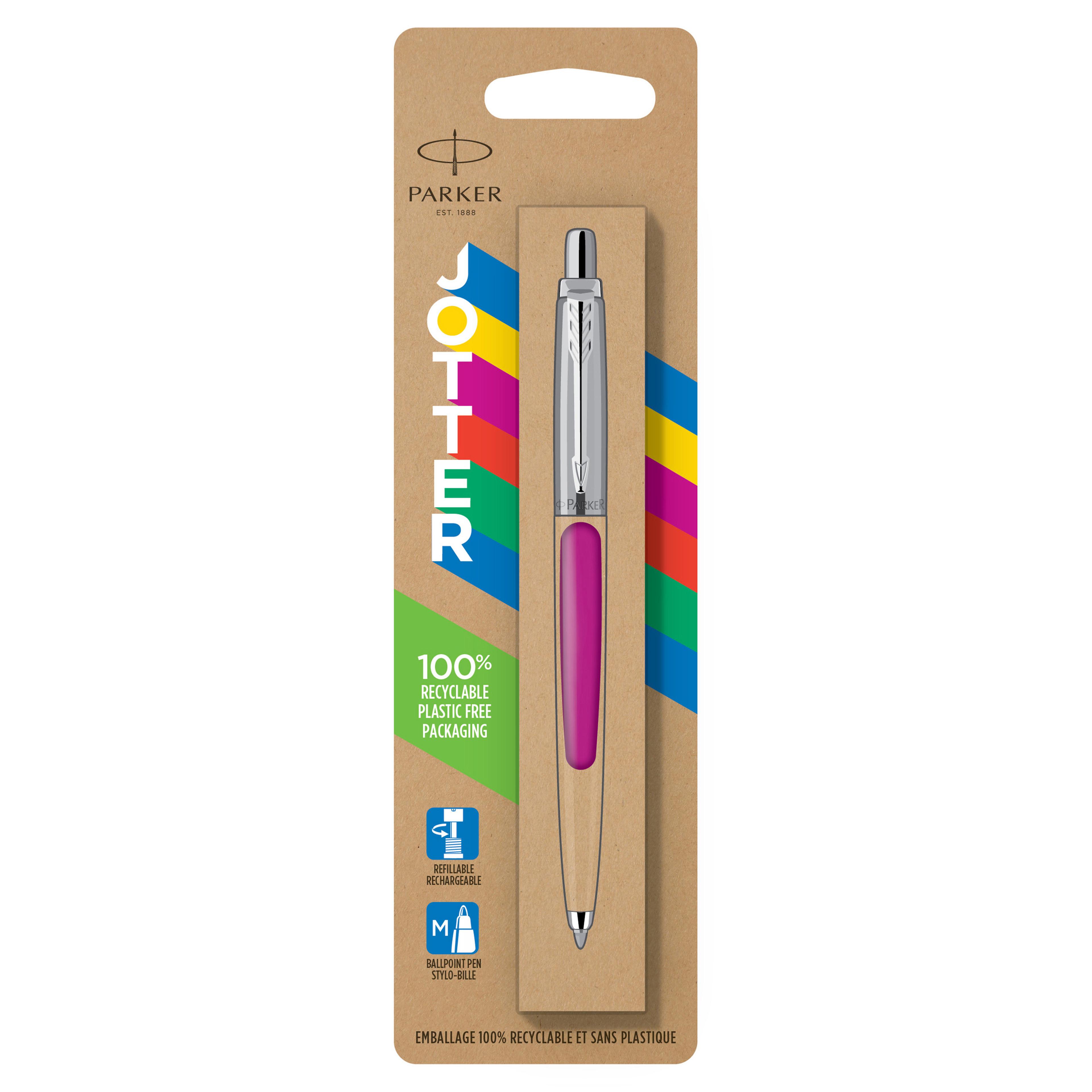 Parker Jotter Retractable Ballpoint Pen - Magenta Barrel - Blue ink